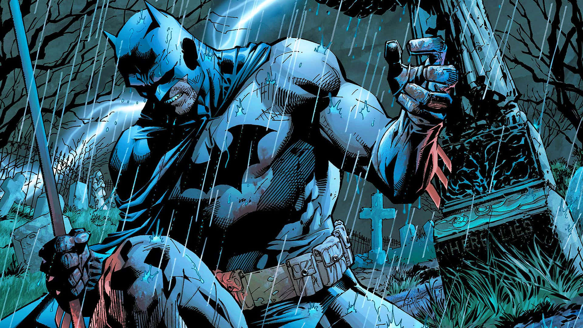 Elcaballero Oscuro En Acción: El Bat-traje En Todo Su Esplendor. Fondo de pantalla