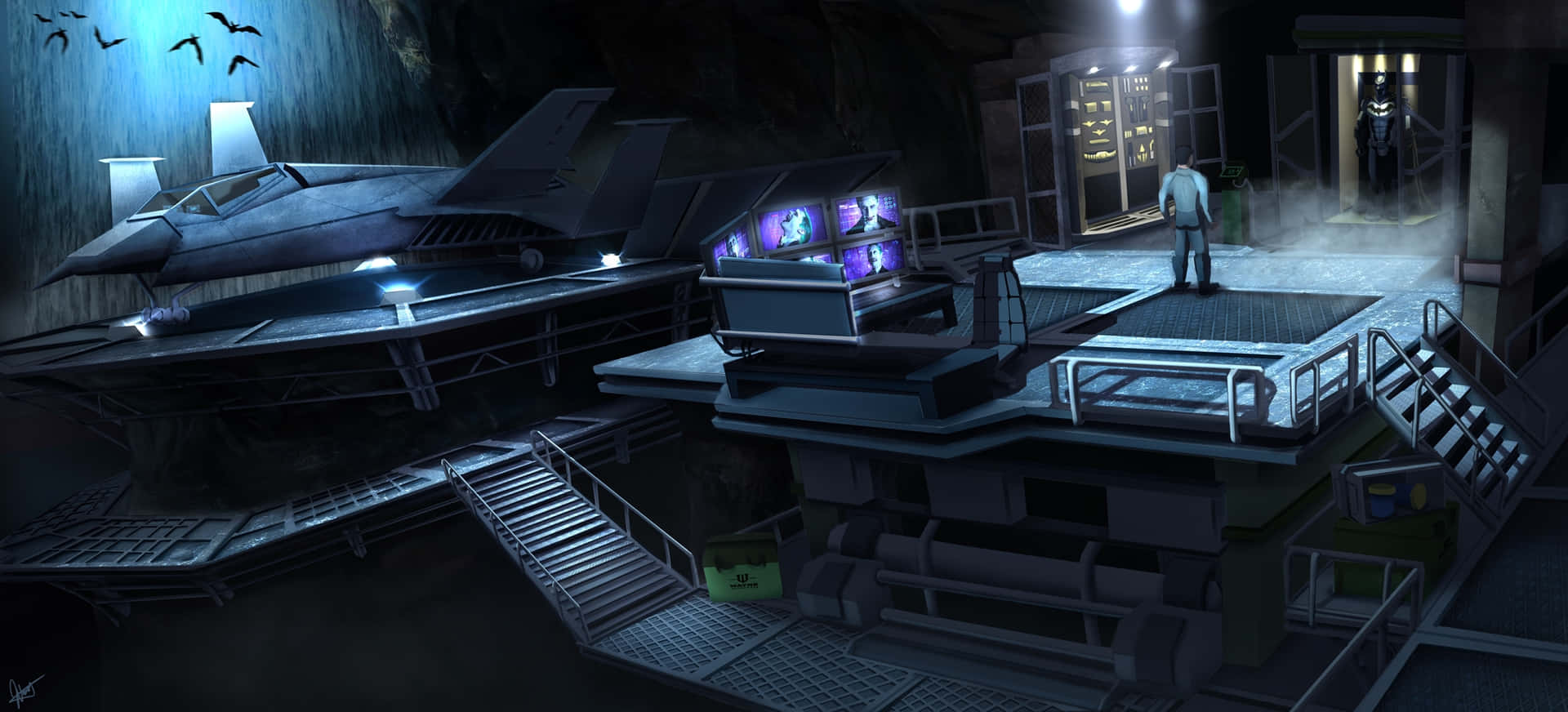 "We welcome you to the Batcave--the headquarters of the legendary Batman." Wallpaper