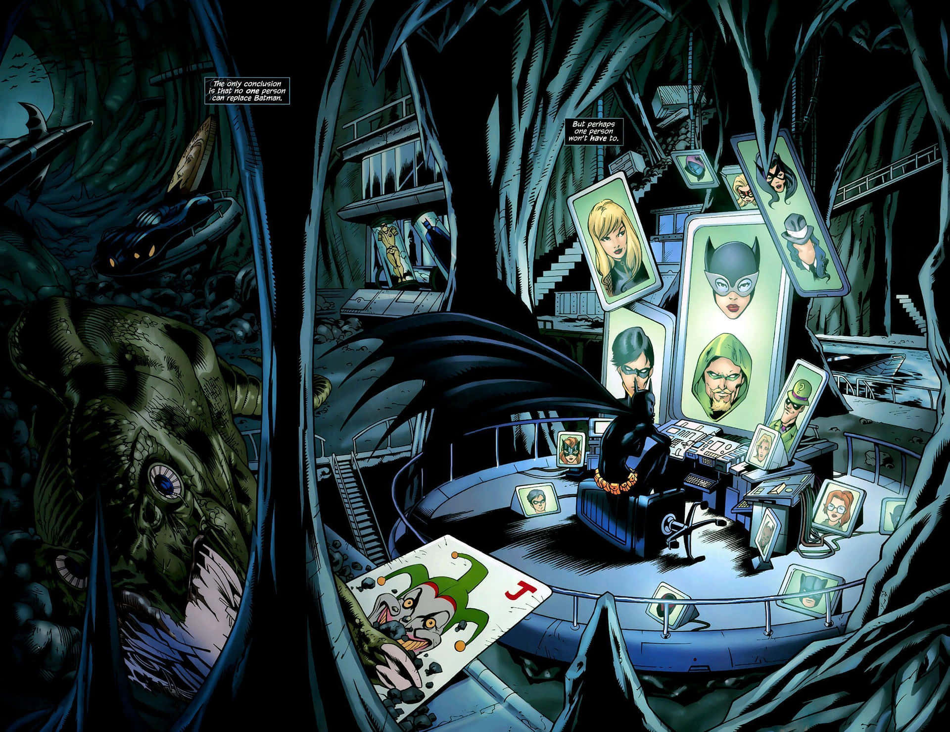 Batman's flugt fra verden i Gotham City's Batcave. Wallpaper