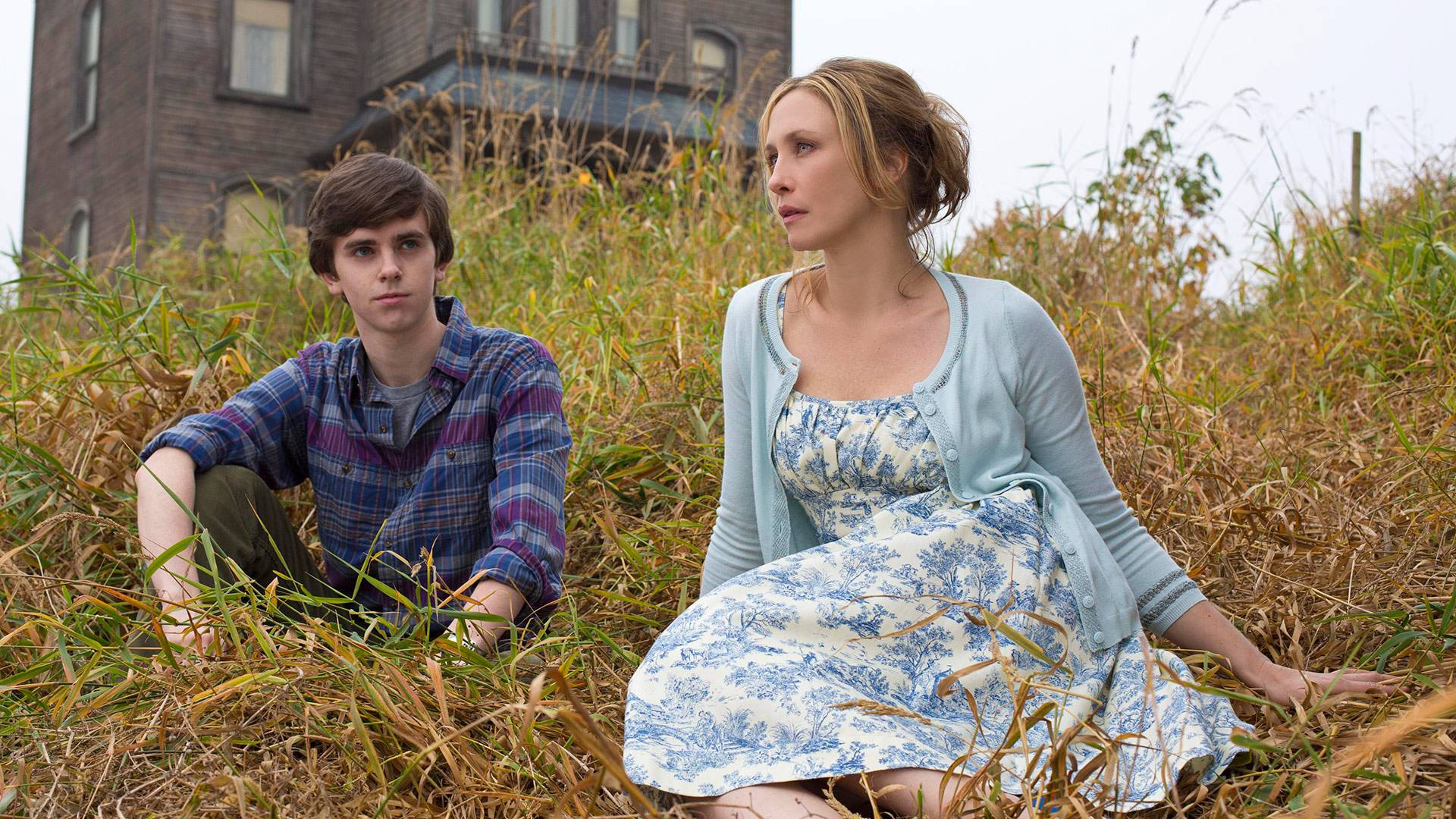 Bates Motel Overgrown Ground With Norma And Norman Bates Wallpaper