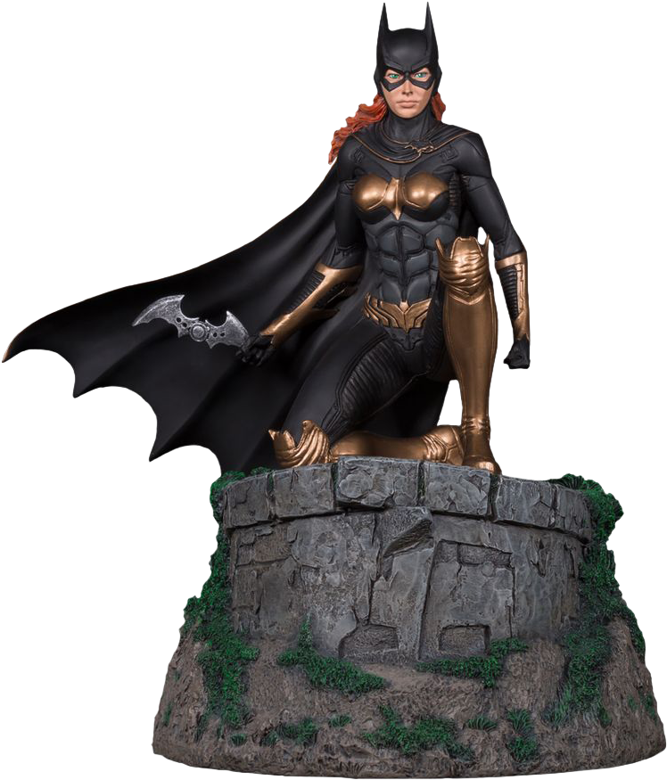 Batgirl Statueon Stone Pedestal PNG