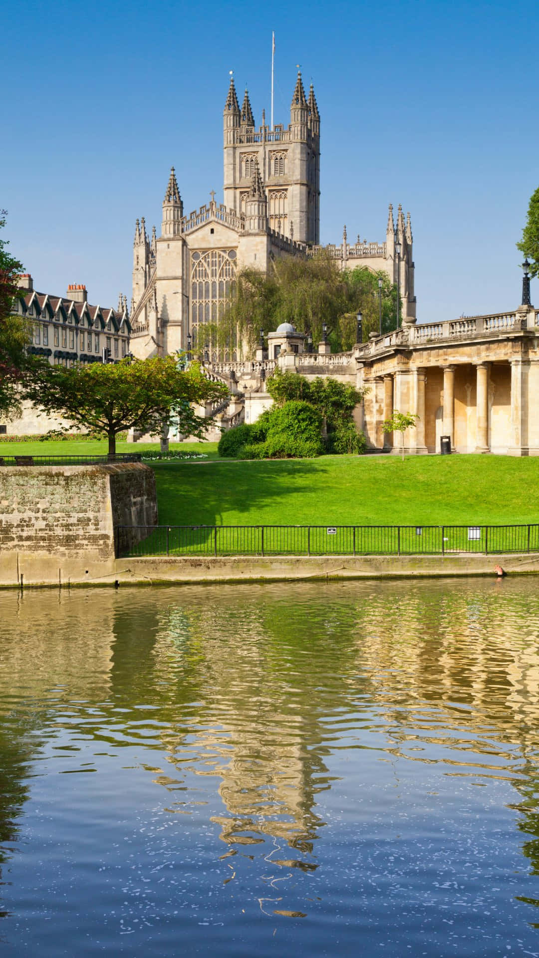 Download Bath Abbey Reflection River Avon Wallpaper | Wallpapers.com