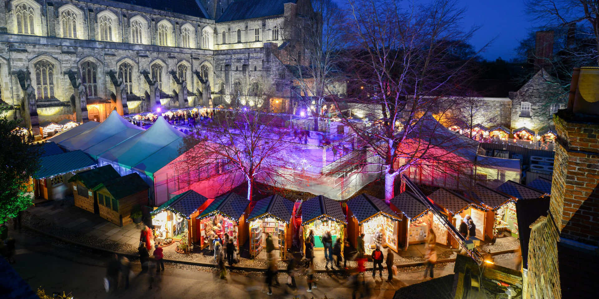 Bath Christmas Market Night Scene Wallpaper