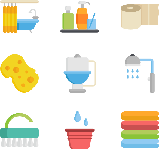 Bathroom Accessories Icons Set PNG