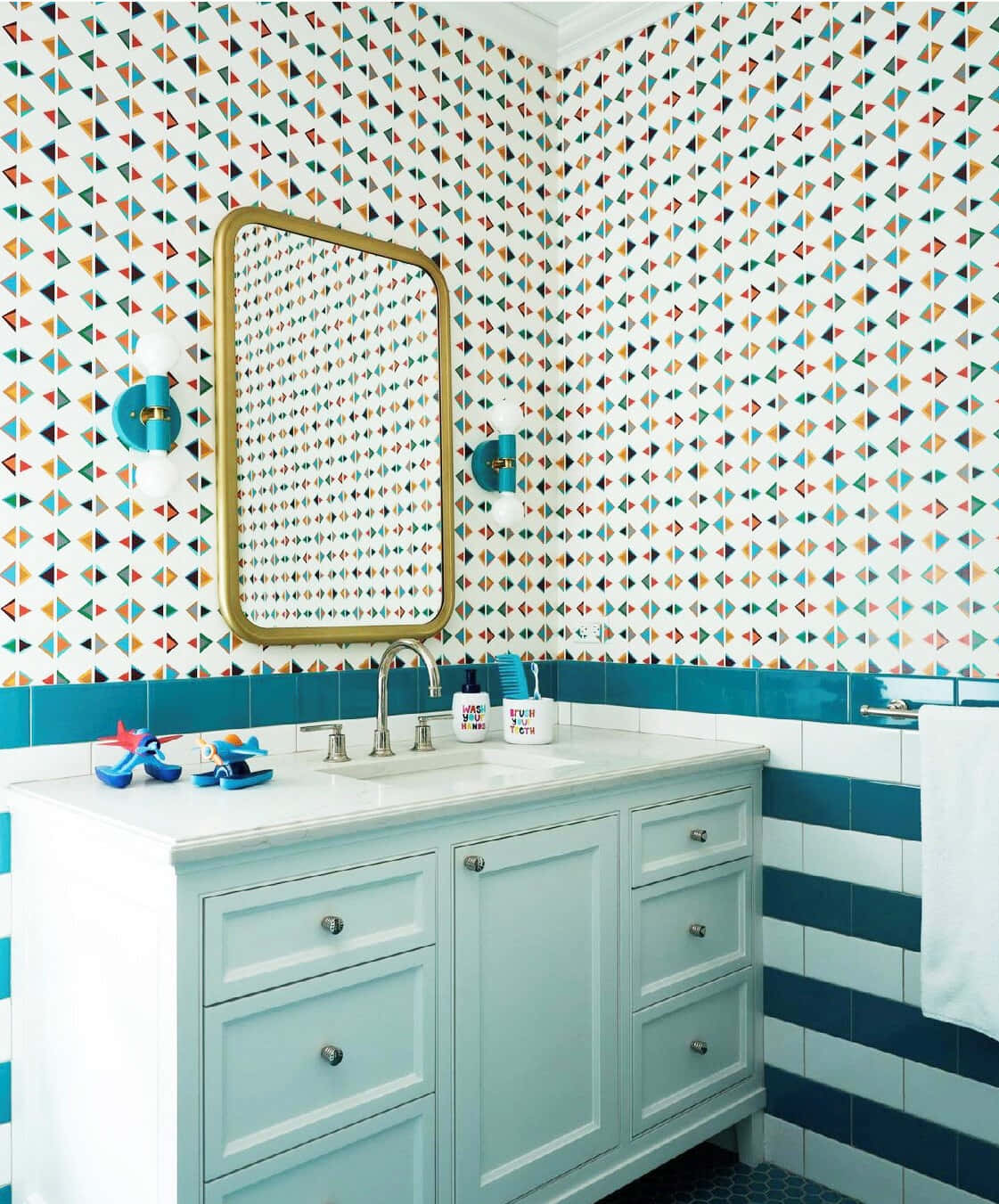 Bathroom Colorful Patterned Tiles Picture