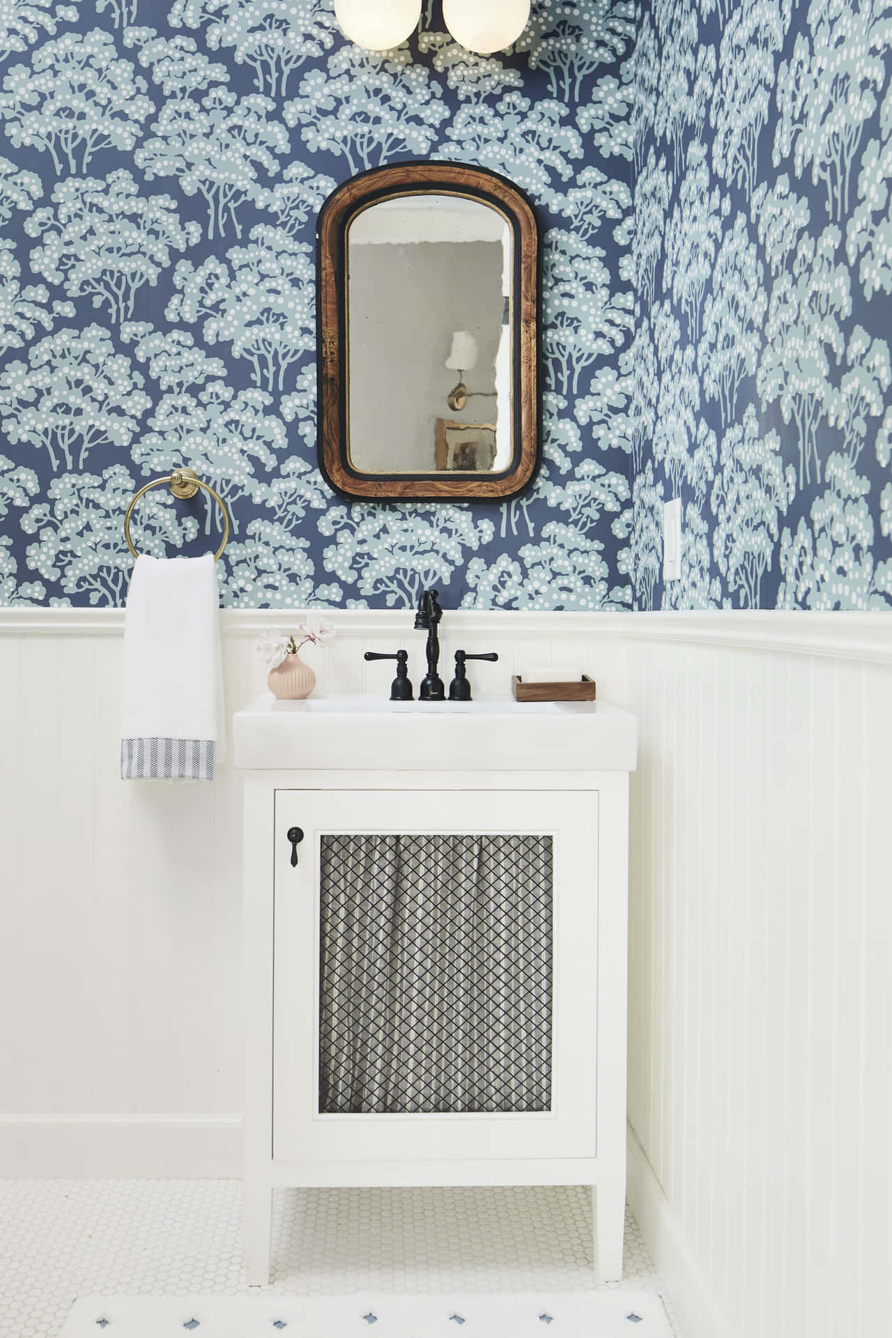 Blue Trees Wallpaper Bathroom Decor Picture