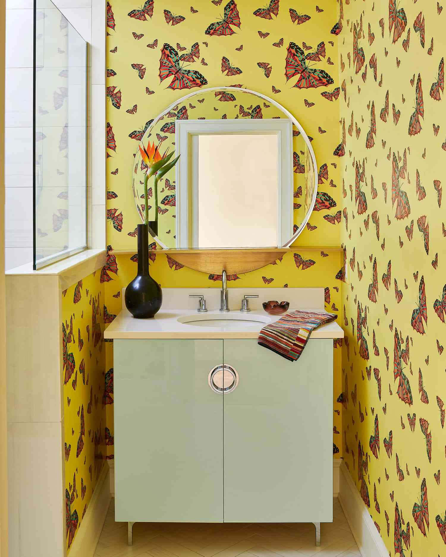 Yellow Butterfly Walls Bathroom Decor Picture