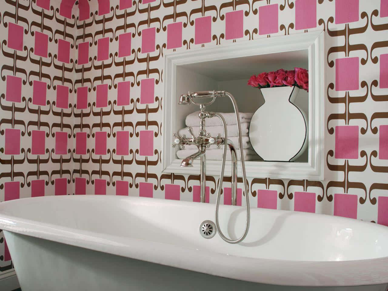 Pink Brown Tiles Bathroom Decor Picture