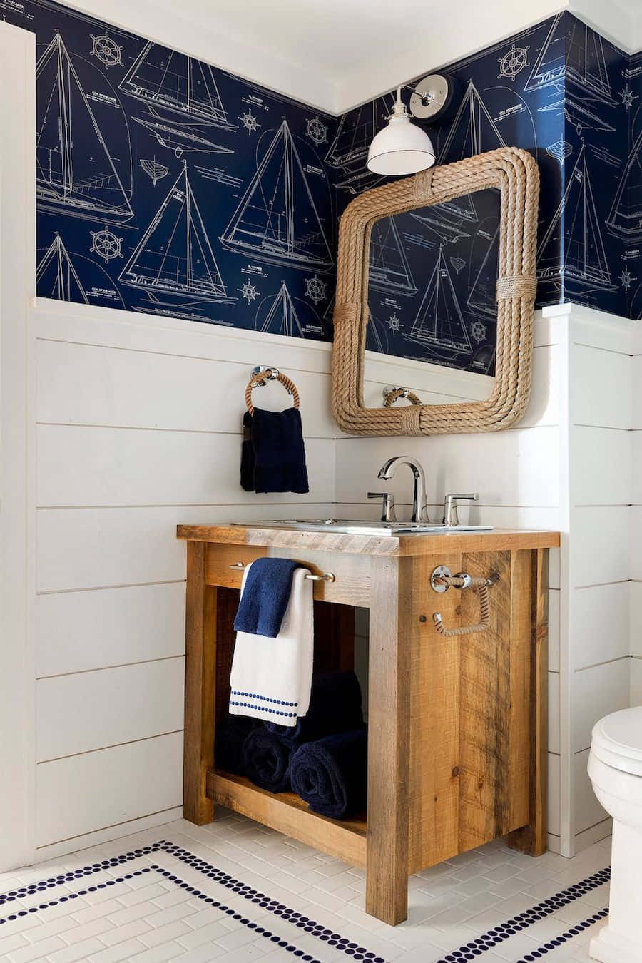 Blå maritime design badeværelse dekoration billede