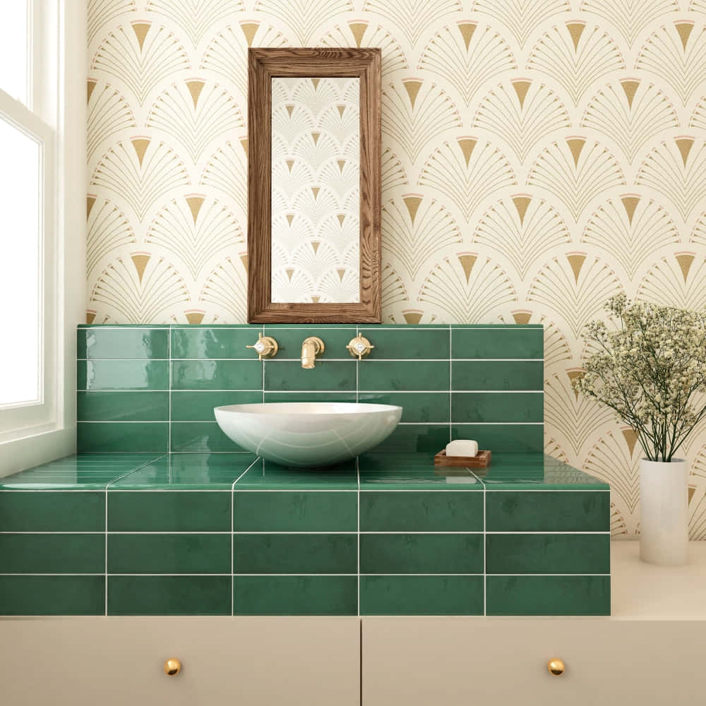 Azulejosverdes De Baño Para El Lavabo. Fondo de pantalla