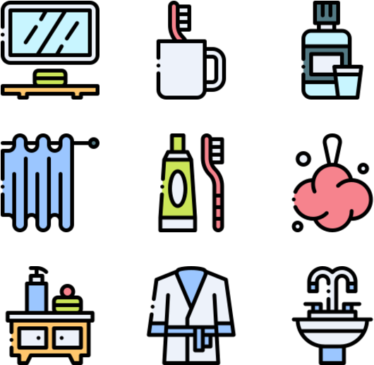 Bathroom Items Icons Set PNG