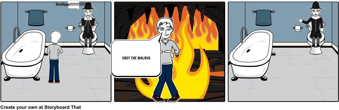 Bathroom Walrus Command Comic Strip PNG