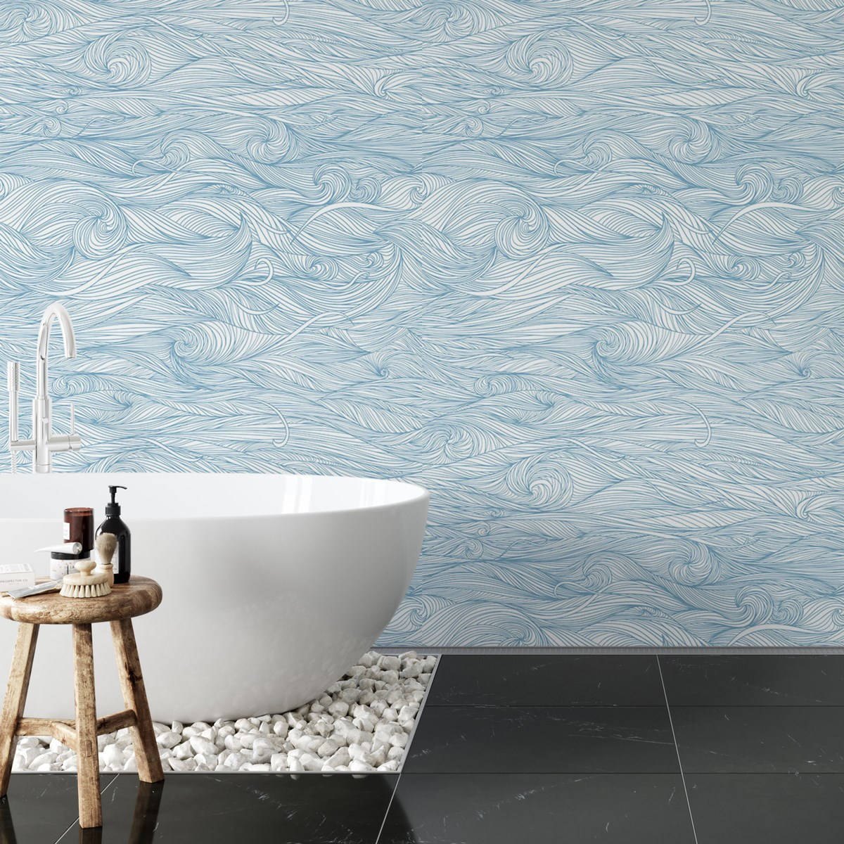 Bathtub Blue Wave Wallpaper Wallpaper