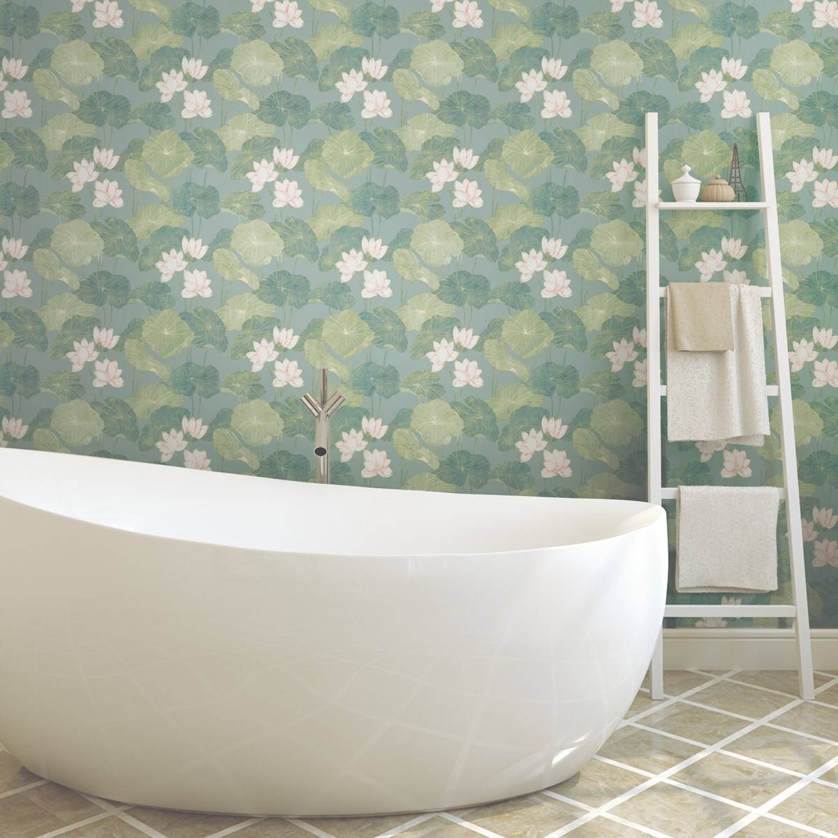 Bathtub Lily Pad Peel&Stick Wallpaper Wallpaper