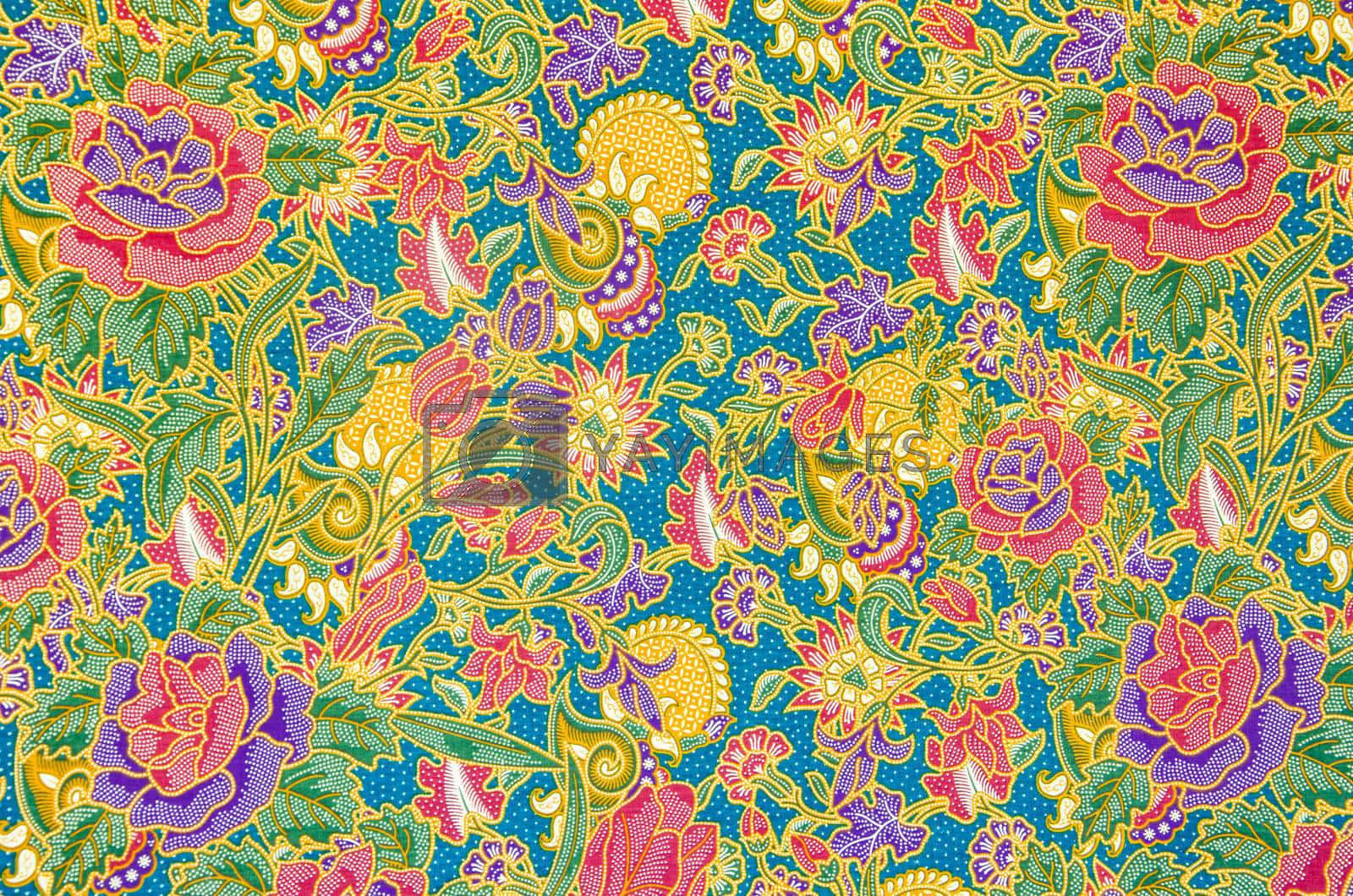 A Colorful Floral Pattern On A Blue Background