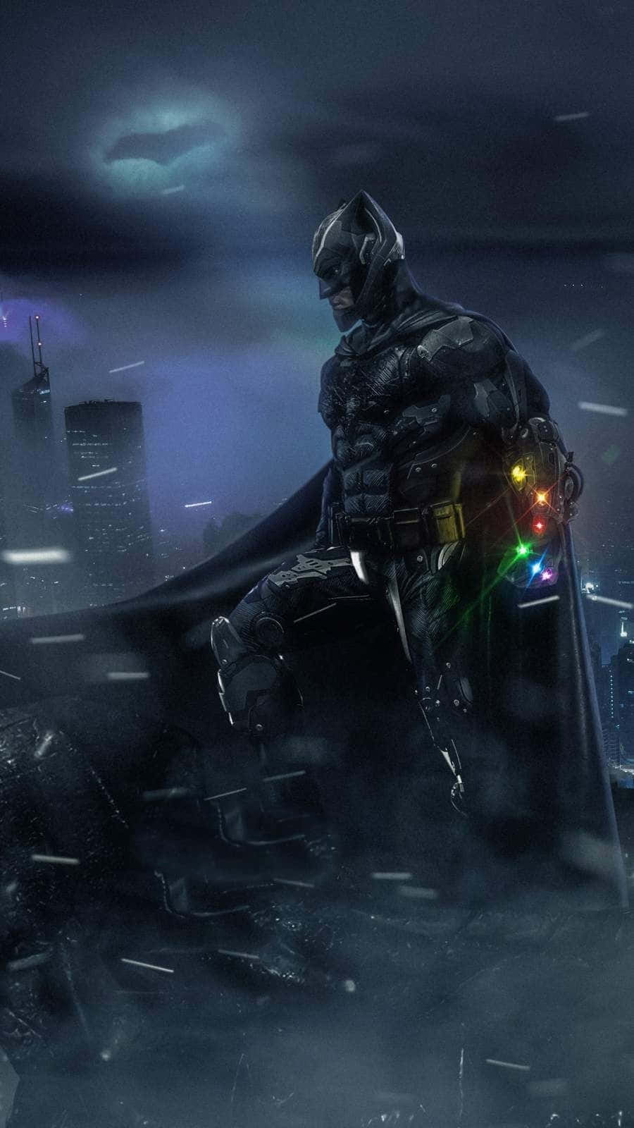 Batman Aesthetic Wearing Infinity Gauntlet Wallpaper