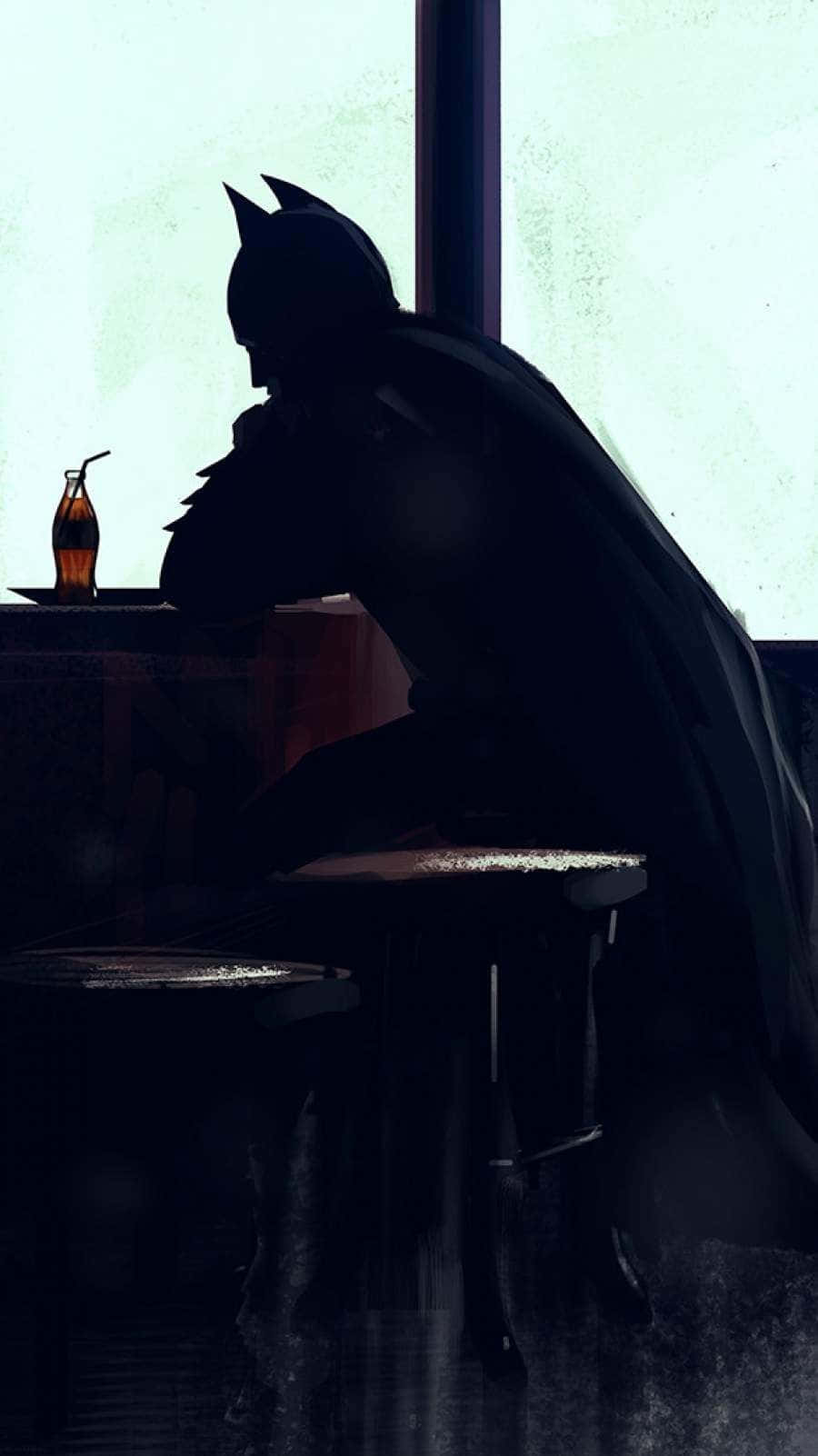 Batman Aesthetic Relaxing In Bar Wallpaper
