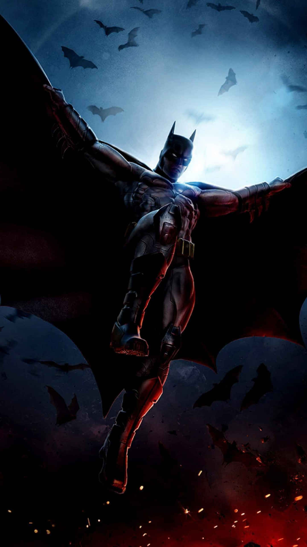 Batman Aesthetic Under Sky With Bats Wallpaper