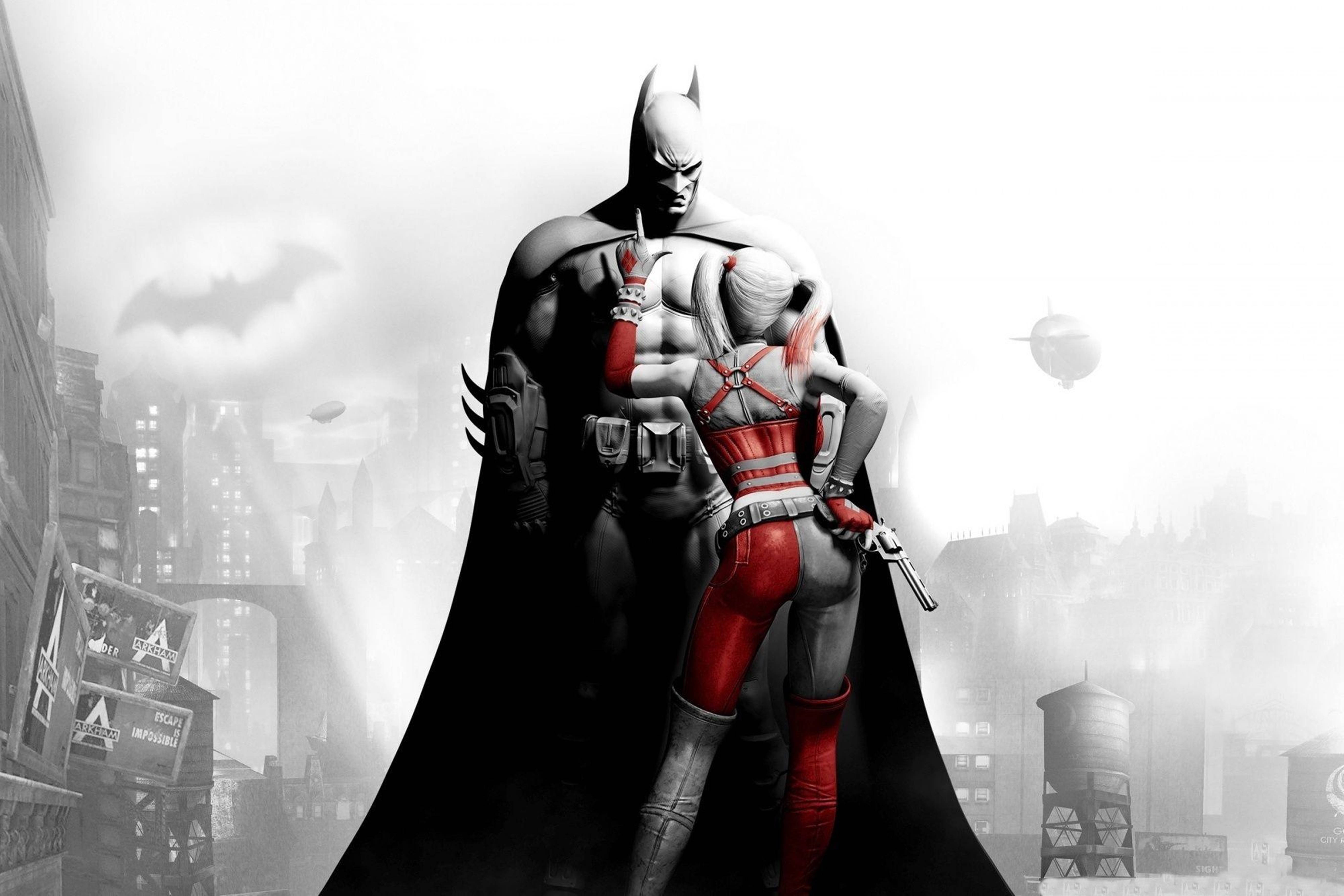 Batman And Girl With Gun Arkham City 4k Wallpaper