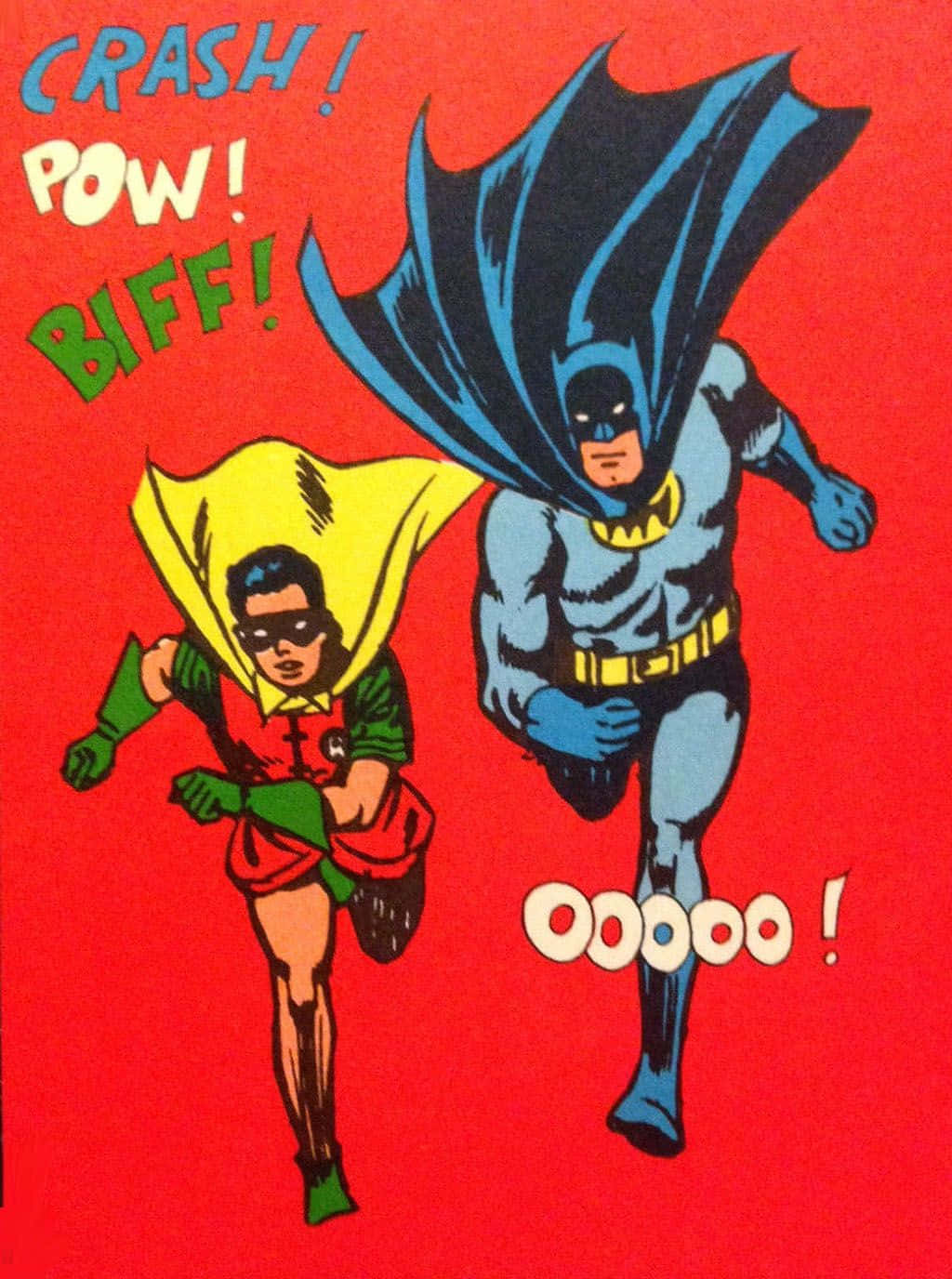 Batman and Robin leaping into action Wallpaper
