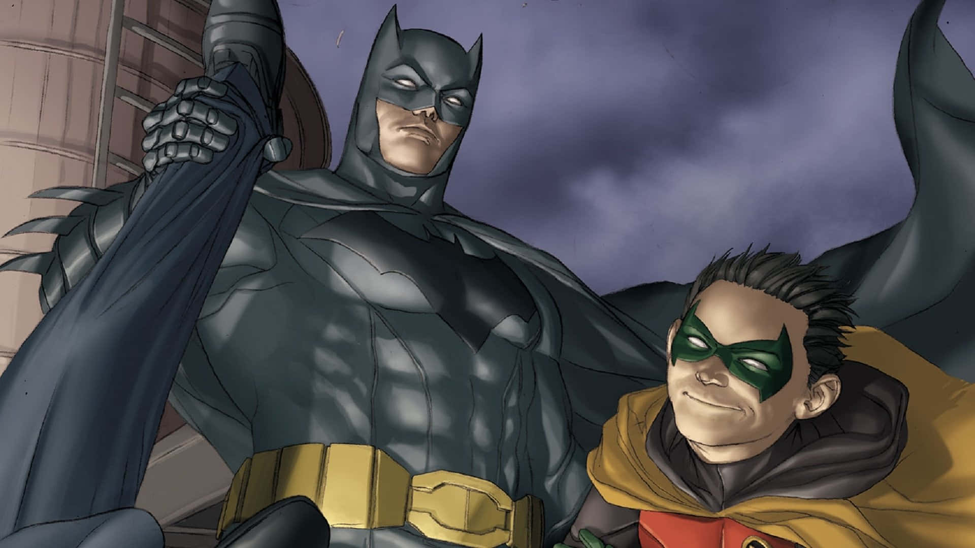 Dynamic Duo - Batman and Robin in Action Wallpaper