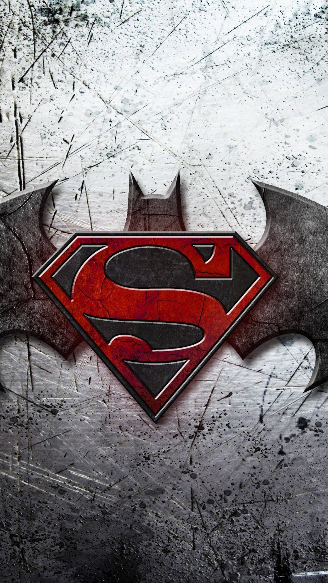 Batman And Superman Symbol Iphone Metallic Wallpaper