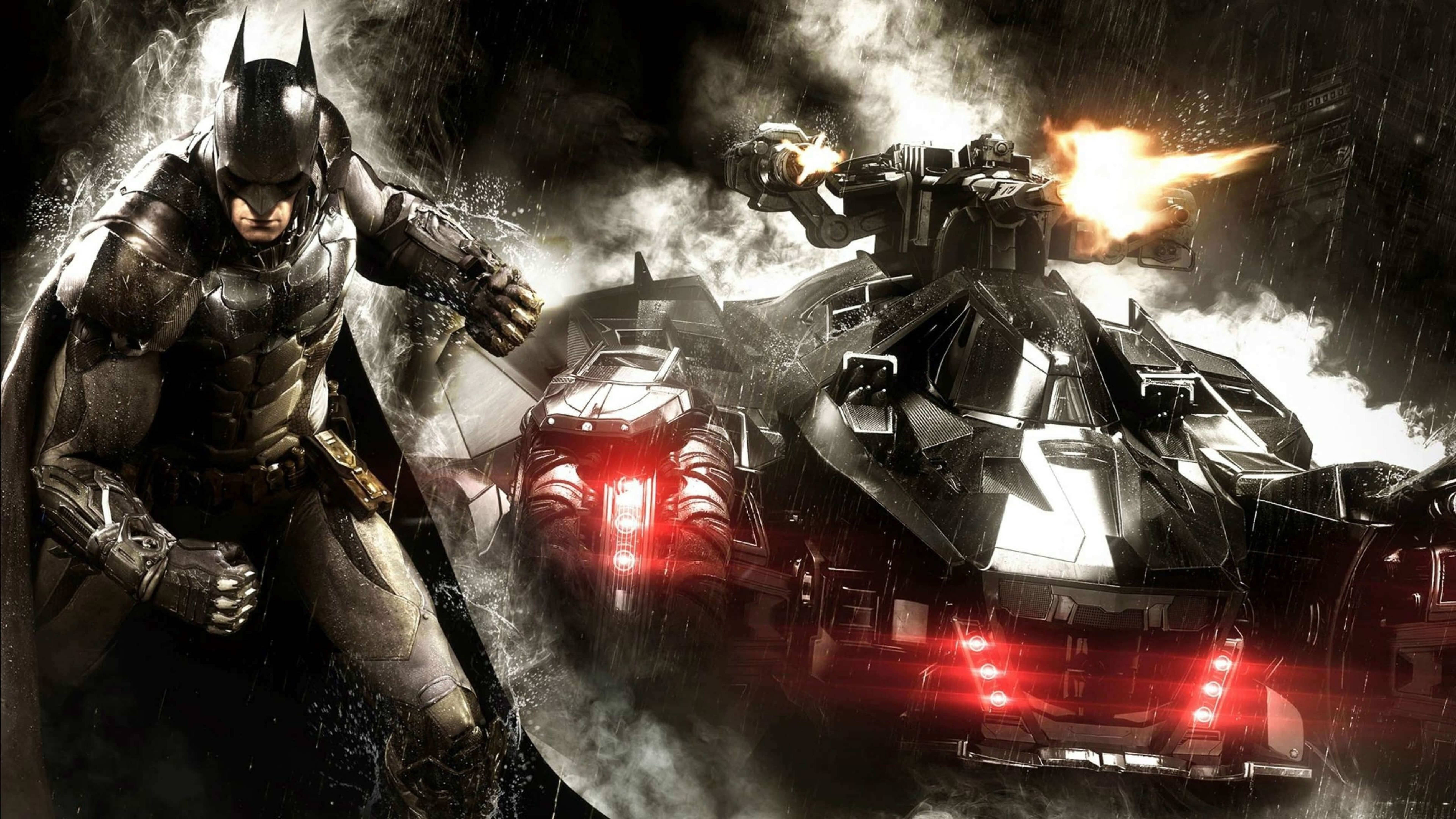 Batman And The Batmobile Arkham City 4k Background