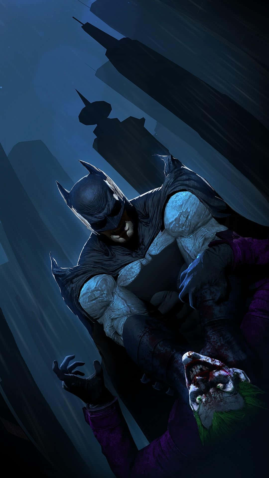 En android-version af helten Batman står klar til kamp. Wallpaper
