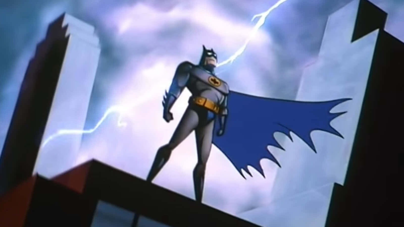 Batmande Pie Alto En La Oscura Noche De La Ciudad. Fondo de pantalla