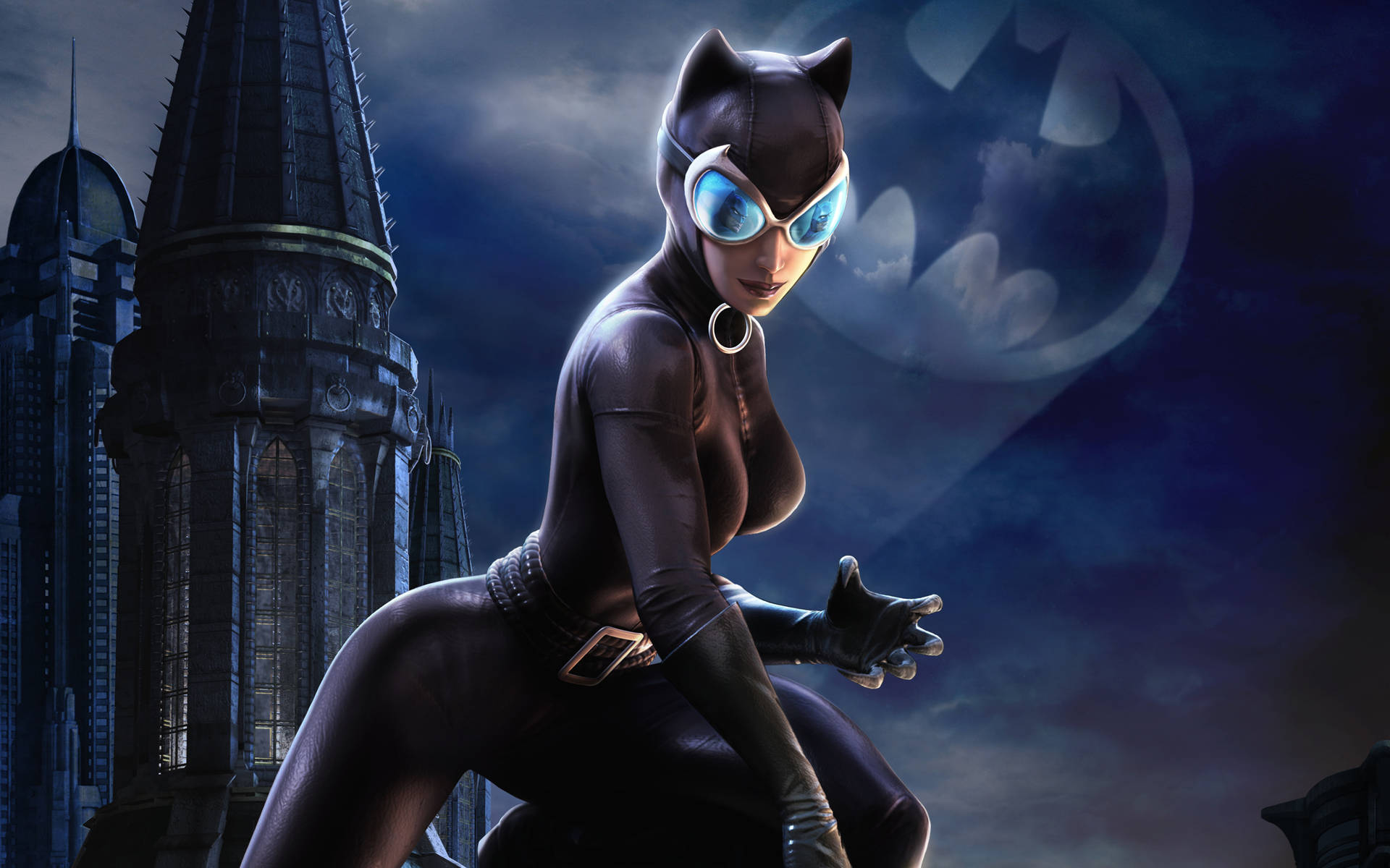 Batman Arkham City Catwoman Bat Signal Wallpaper