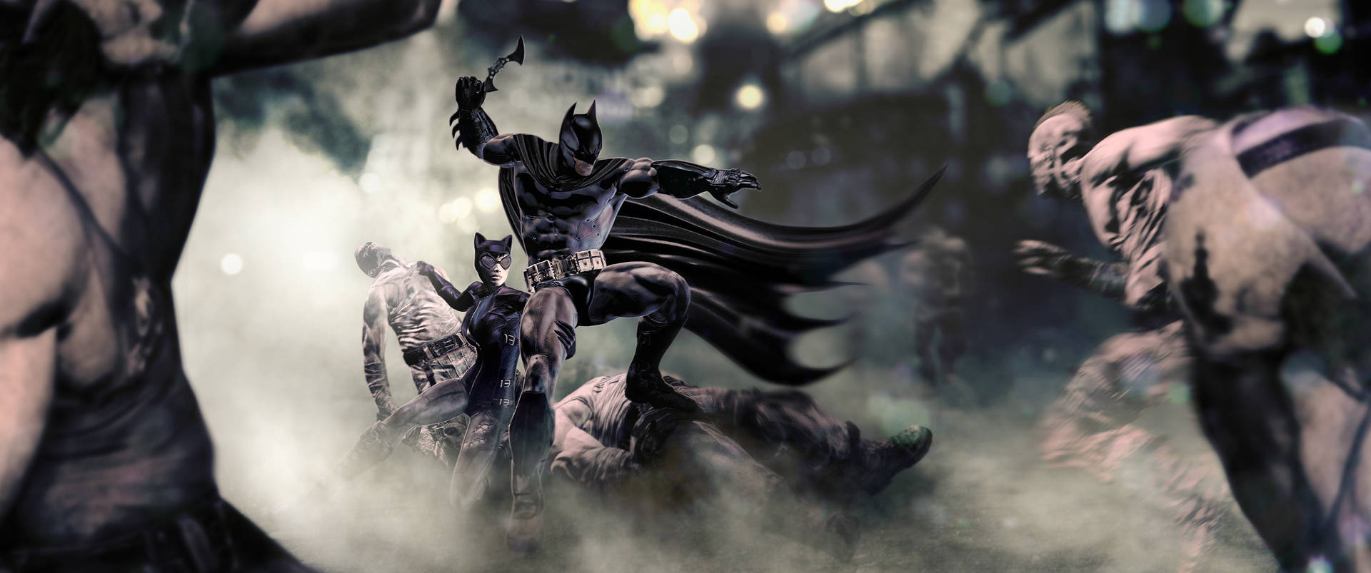 Batman Arkham City Fighting Enemies Background