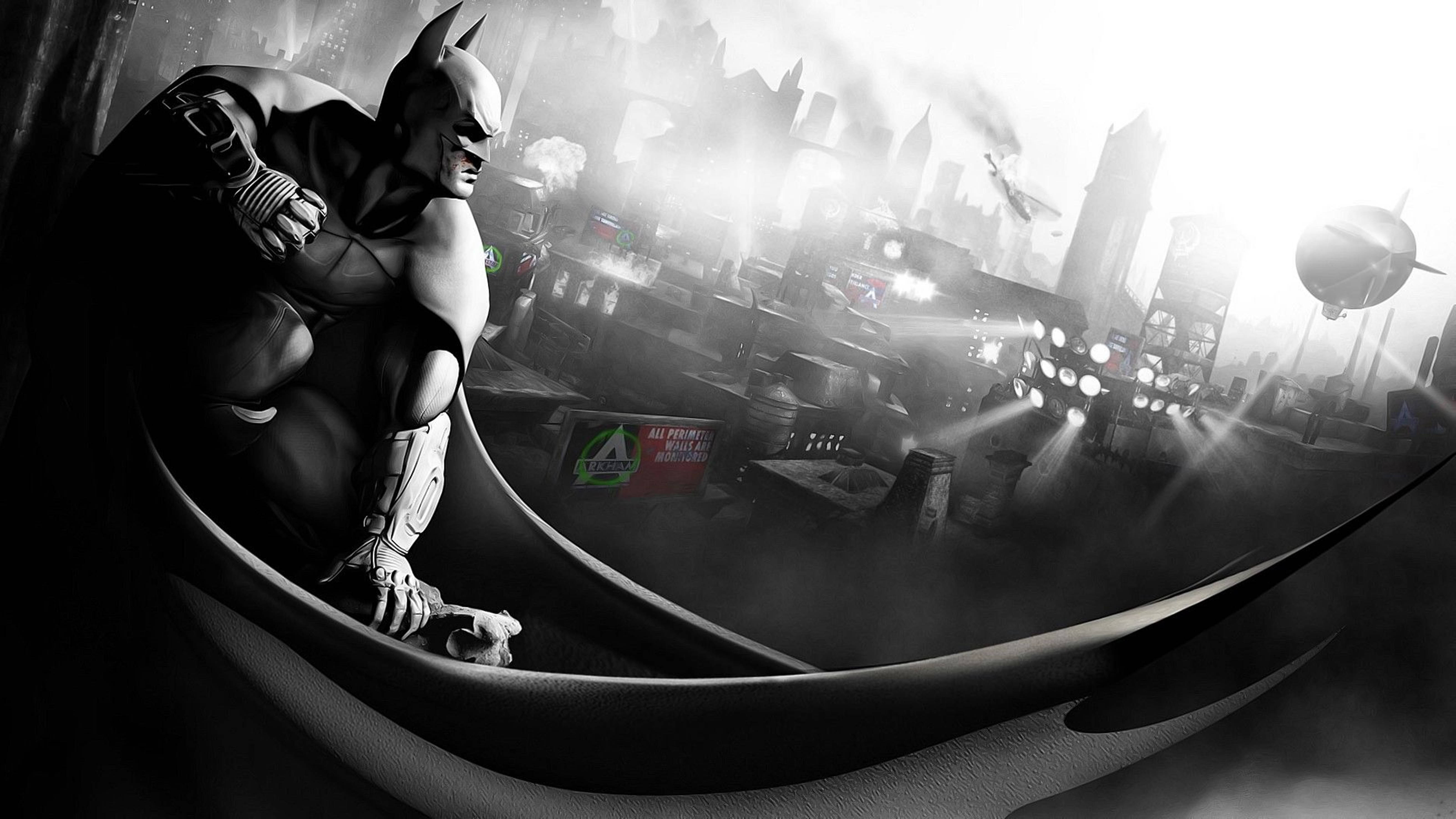 Batman Arkham City Greyscale 4k Background