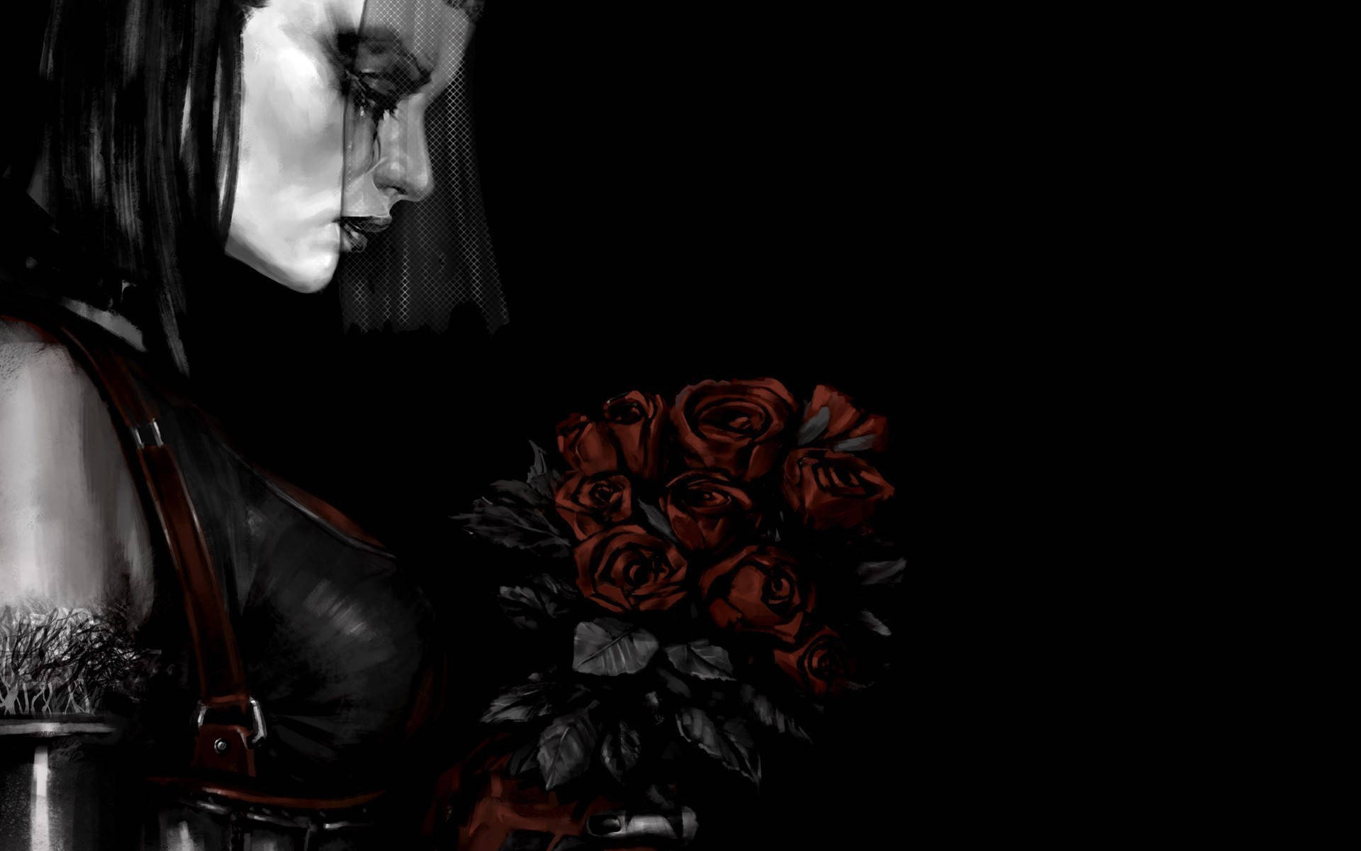 Batman Arkham City Red Roses Background