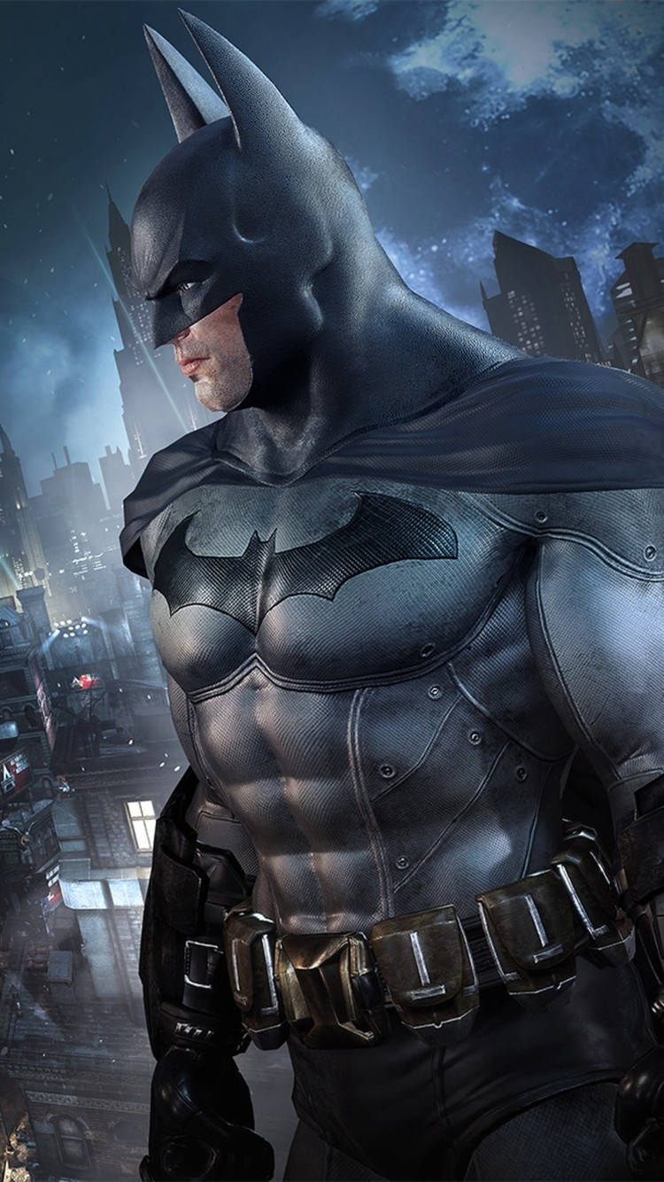 Batman Arkham Iphone Iført Rustningsbælte Wallpaper
