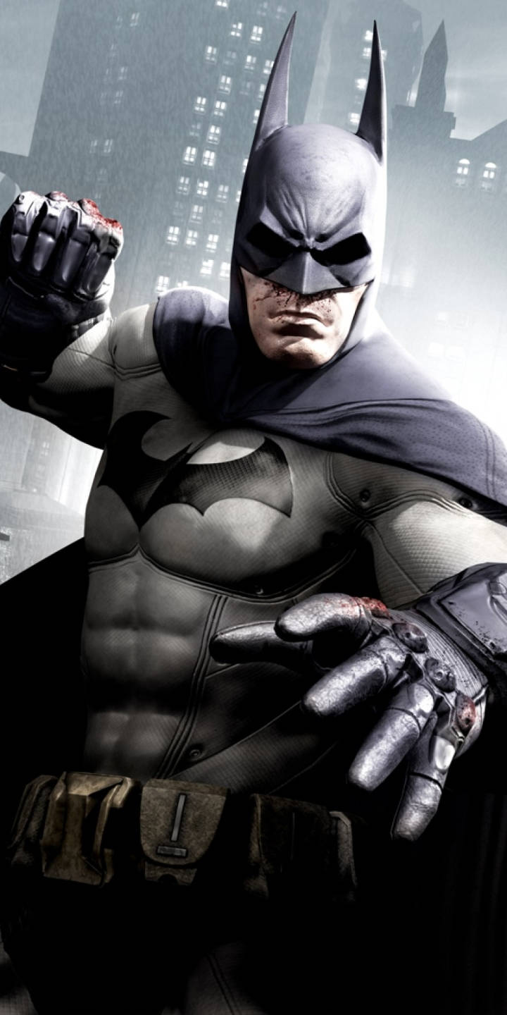 Batman Arkham iPhone Med En Blodig Hånd Wallpaper