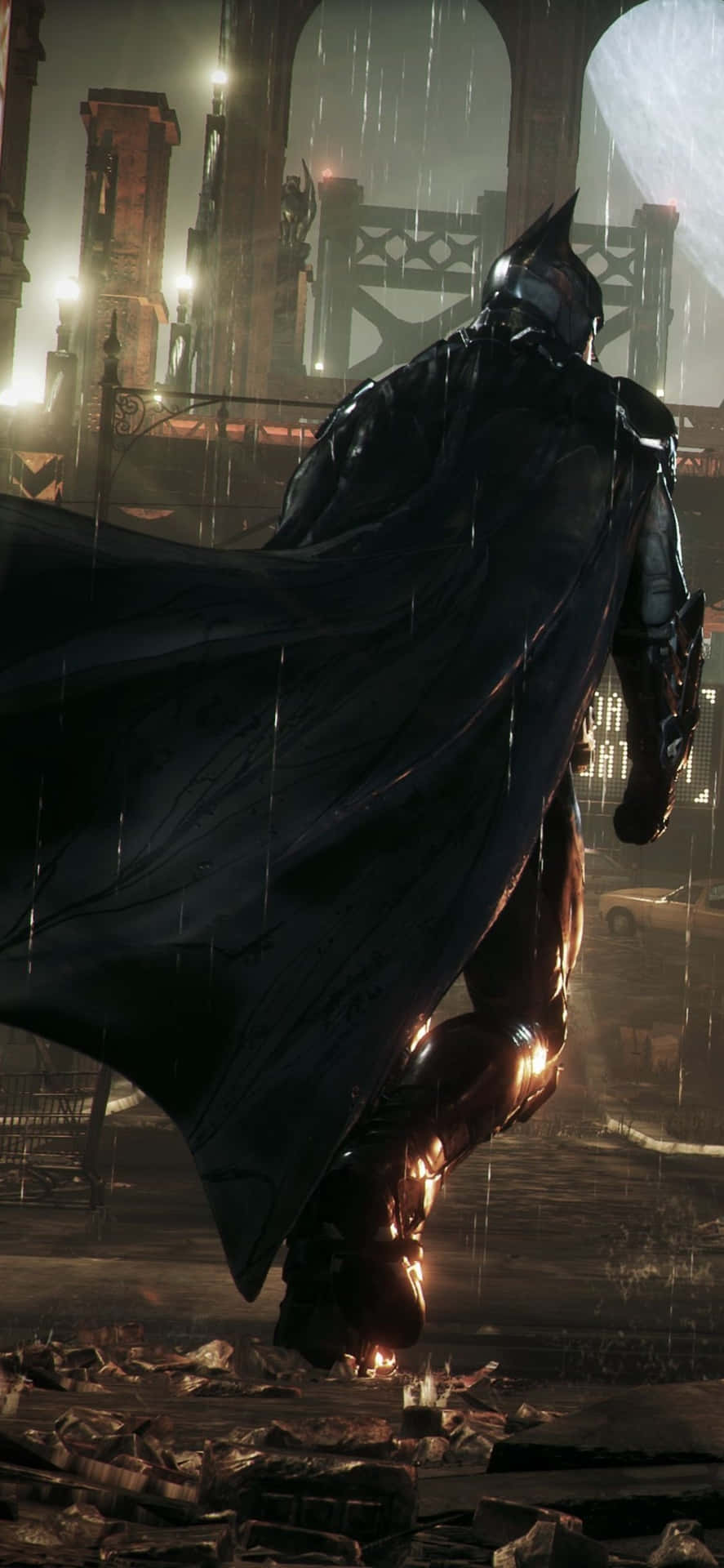 Batman standing tall in Arkham Knight Wallpaper