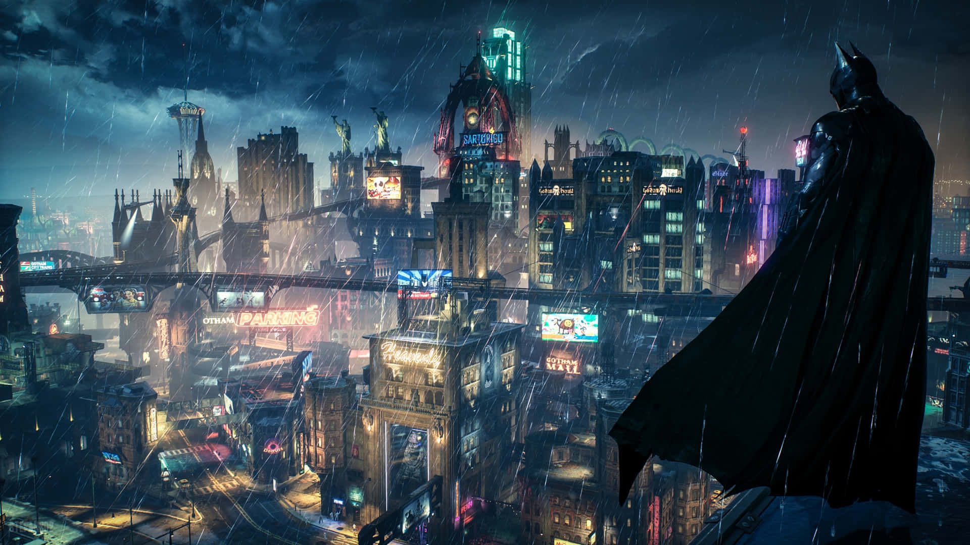 Join the Batman in his epic battle against chaos and destruction in the city of Gotham with Batman: Arkham Knight. Wallpaper