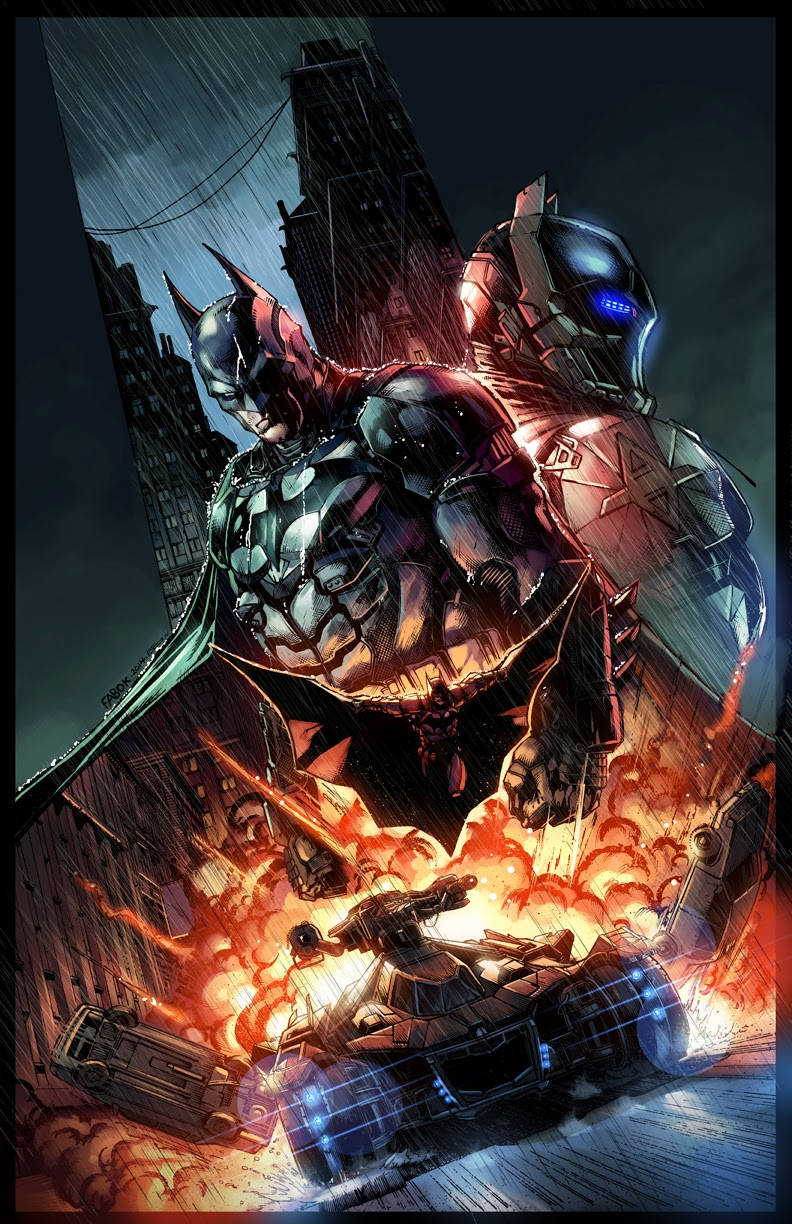Batman Arkham Knight iPhone Comic Art Væg Tapet Wallpaper