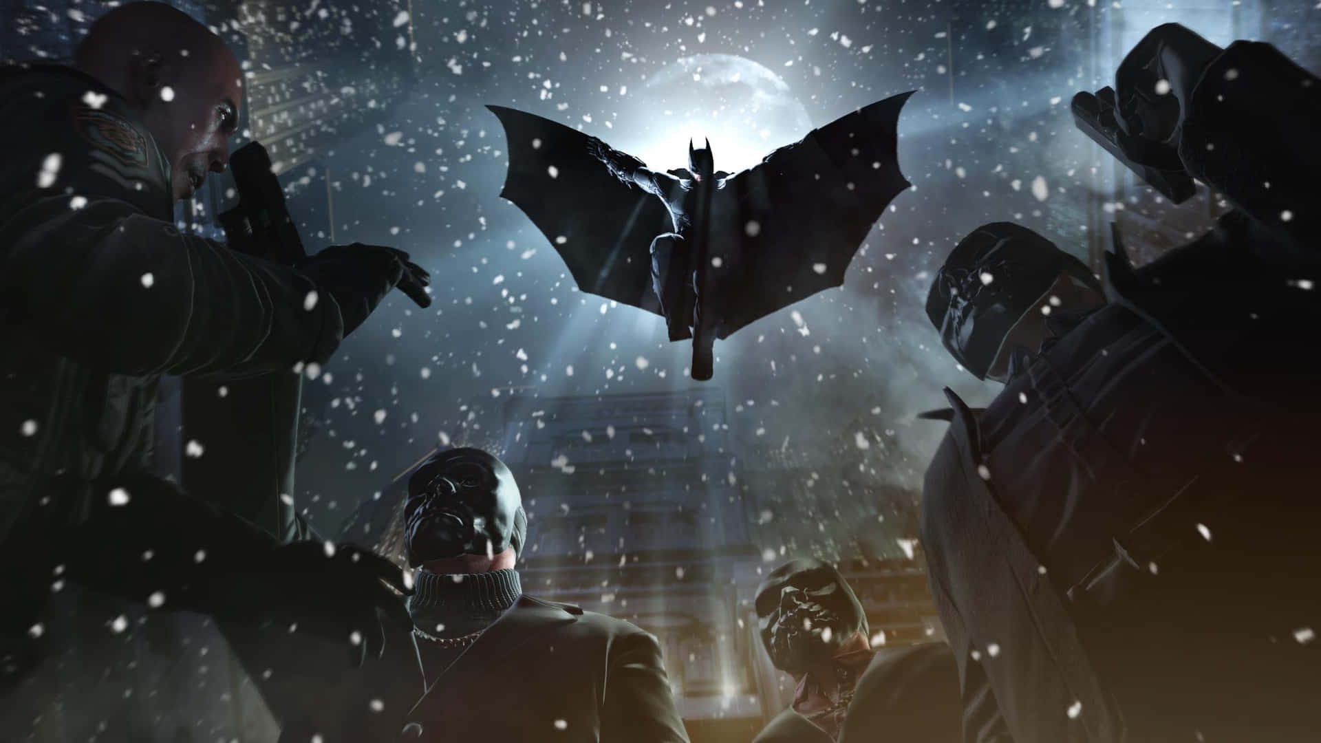 The Dark Knight fights for justice in Batman Arkham Origins Wallpaper