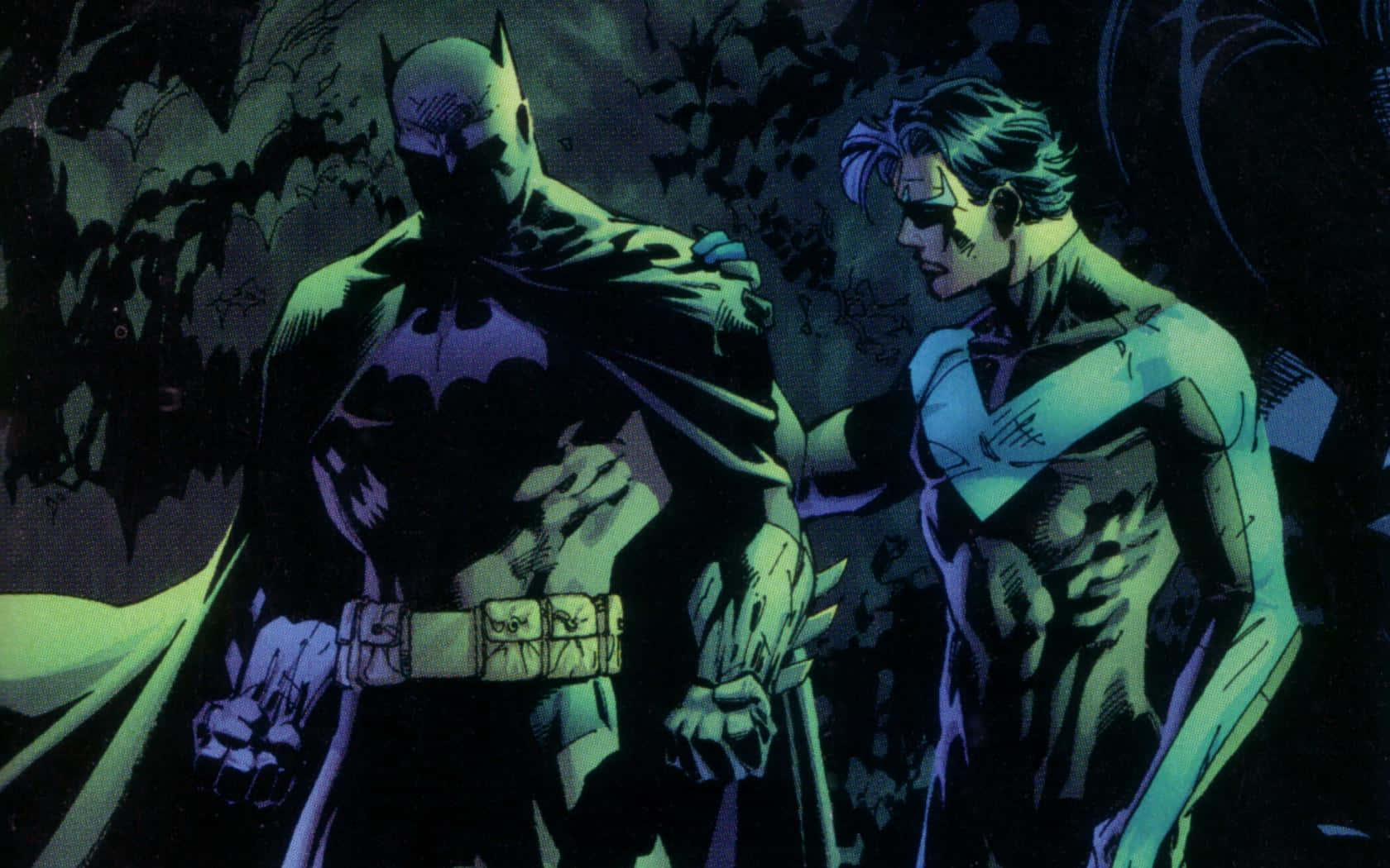 Batmanse Encuentra En Un Callejón Oscuro Listo Para La Acción.