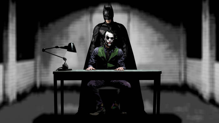 Download Batman Behind Sad Joker Wallpaper 
