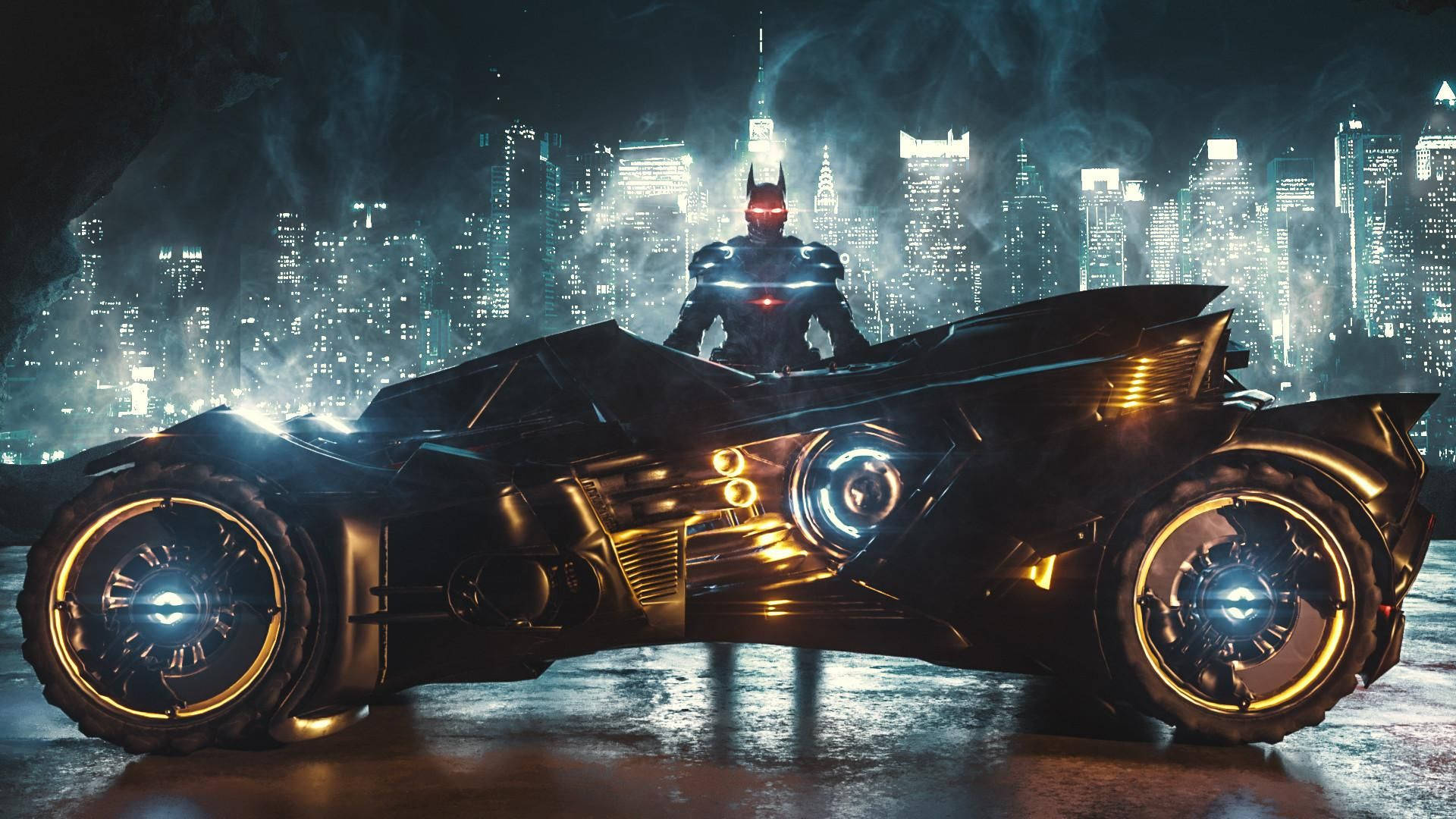 Batman Behind The Batmobile Wallpaper