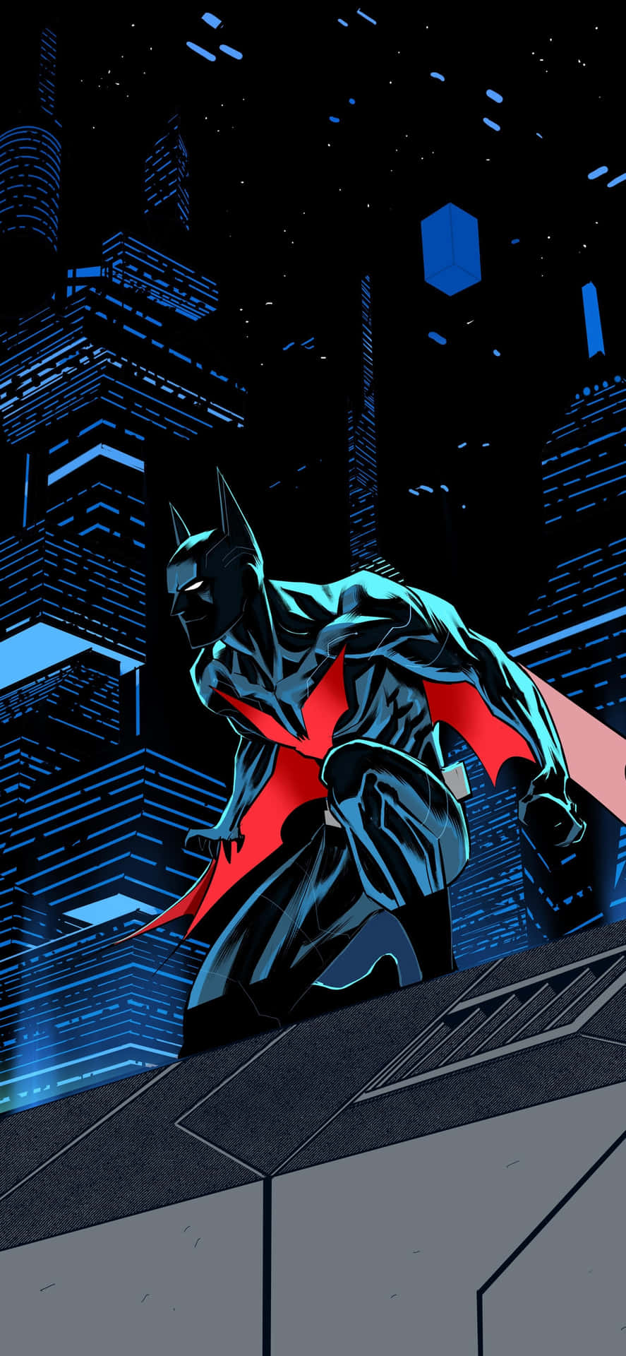 Batman Beyond takes to the night in Gotham City.