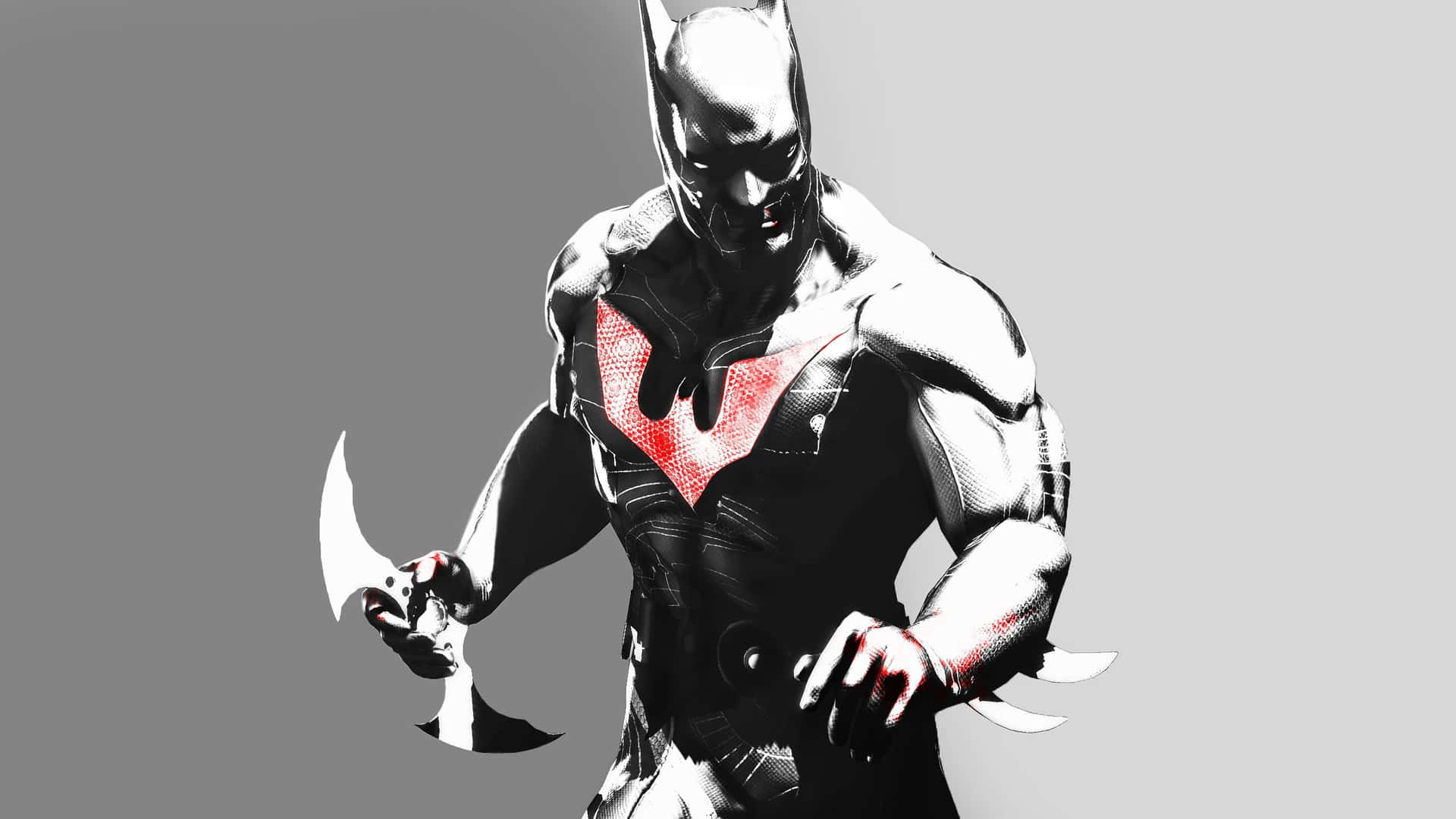 En kostumeagtig Bruce Wayne, der giver råd til sin efterfølger Terry McGinnis i Batman Beyond.