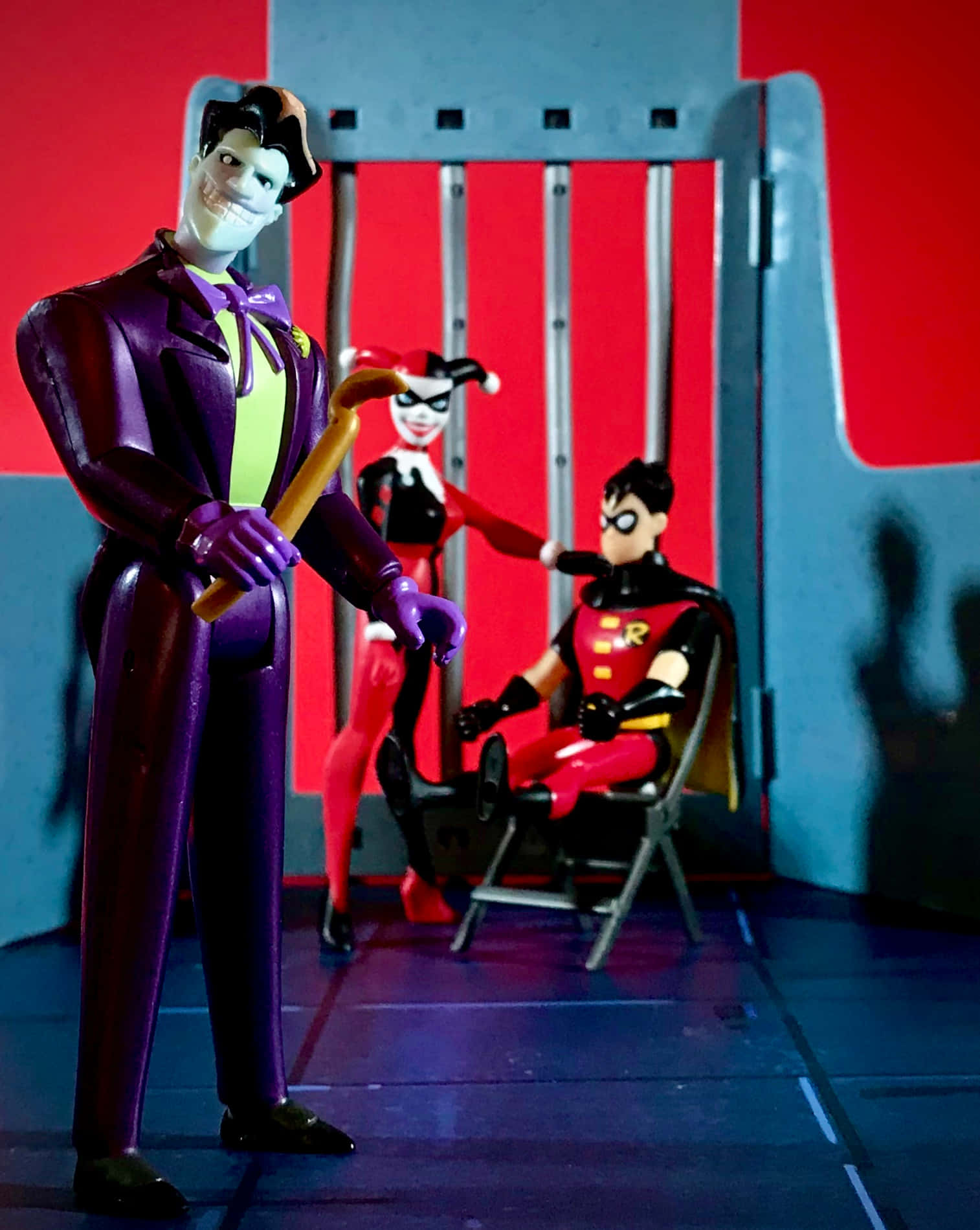 Batman Beyond faces the Joker in a thrilling showdown Wallpaper