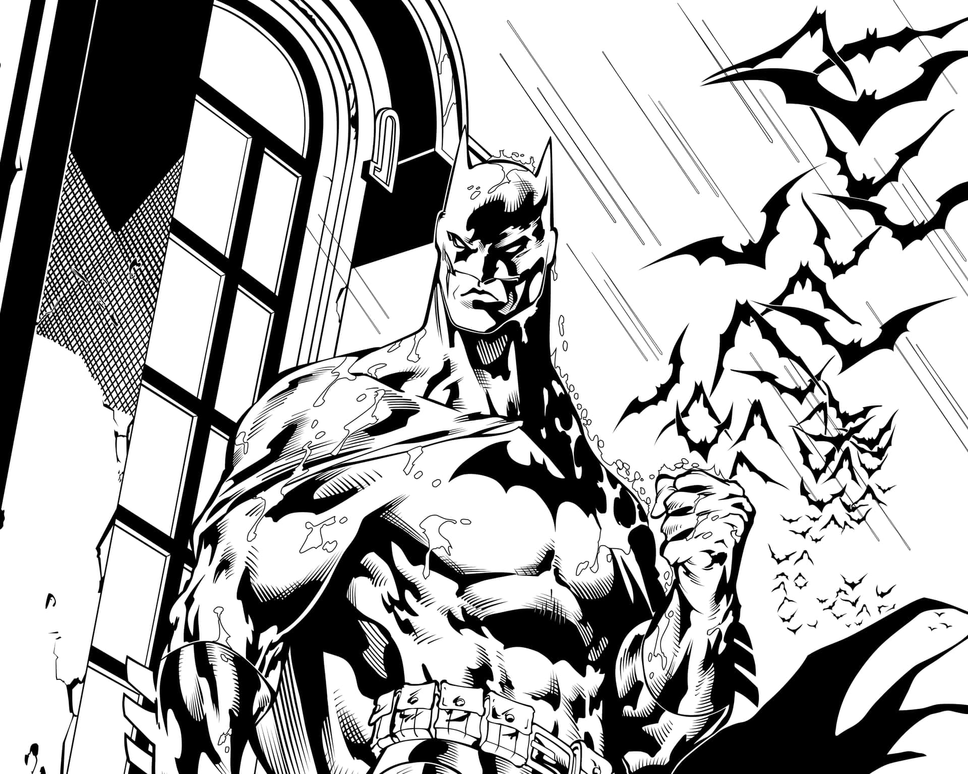 The Dark Knight - Batman in Stark Black and White Wallpaper