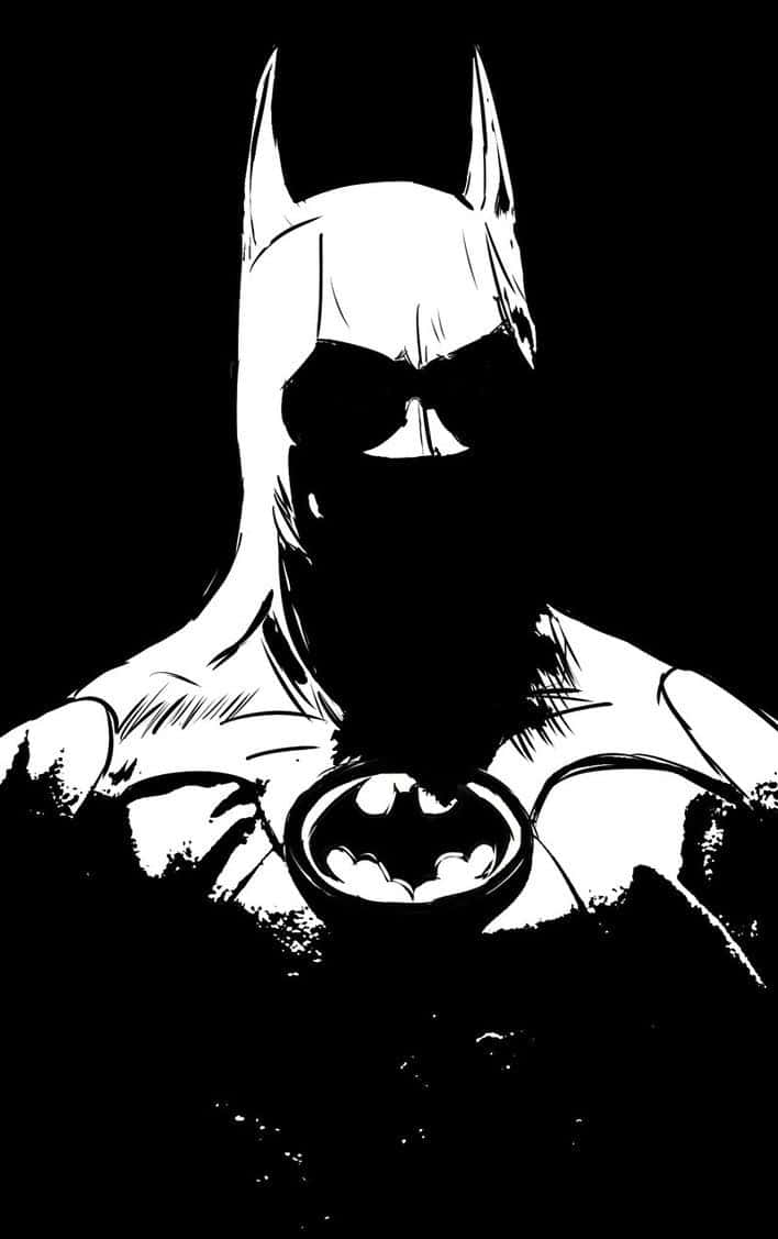 Batman - The Dark Knight in Monochrome Style Wallpaper