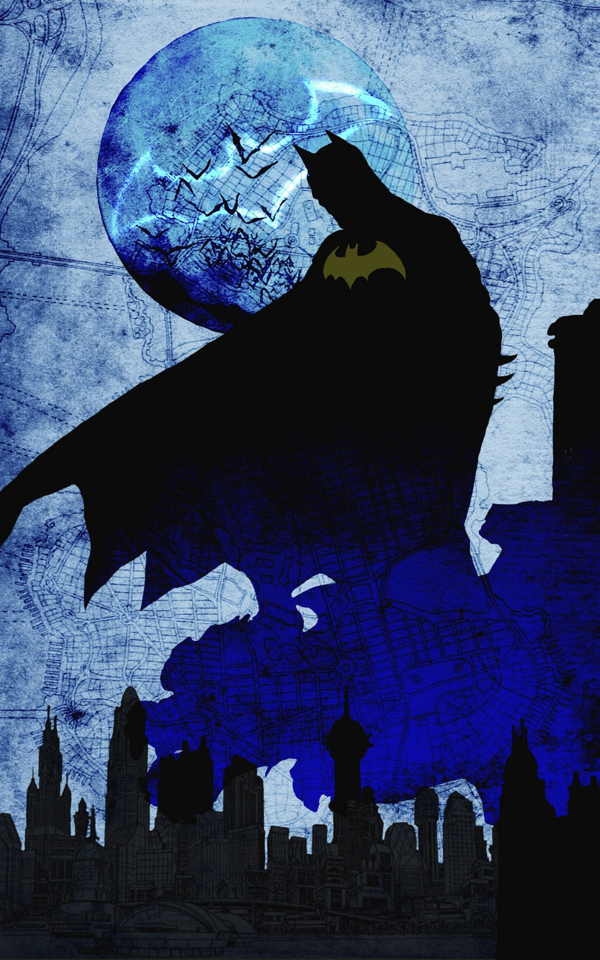 Batmanblauer Mond Für Handy Wallpaper