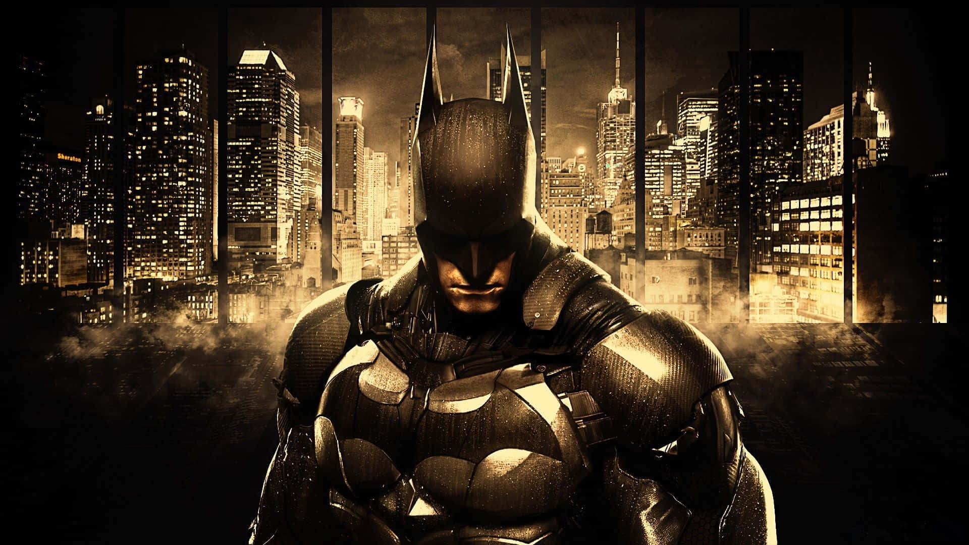 Batman Brooding Over Gotham City Wallpaper