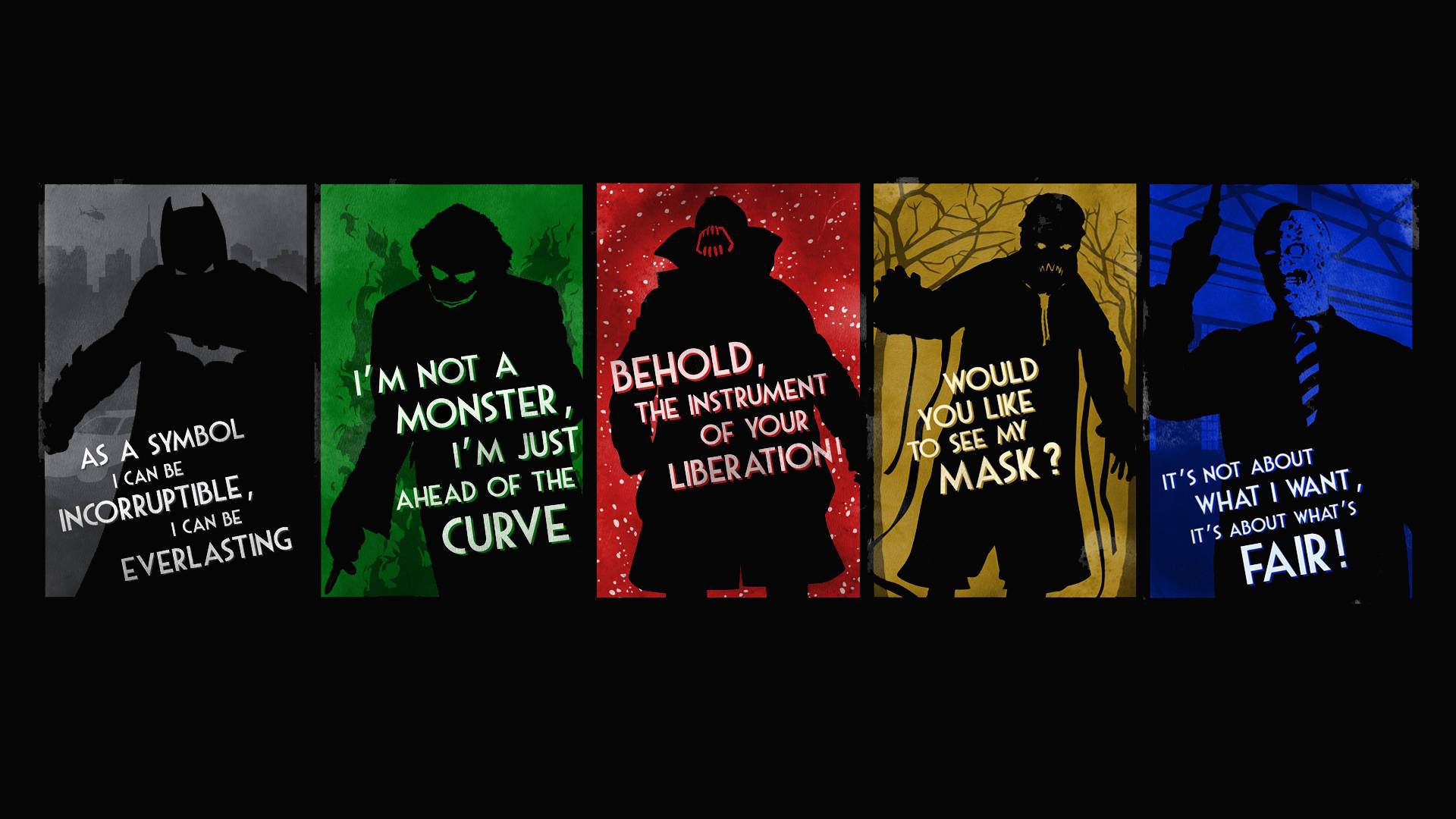 Batman Characters Silhouette And Quotes Wallpaper